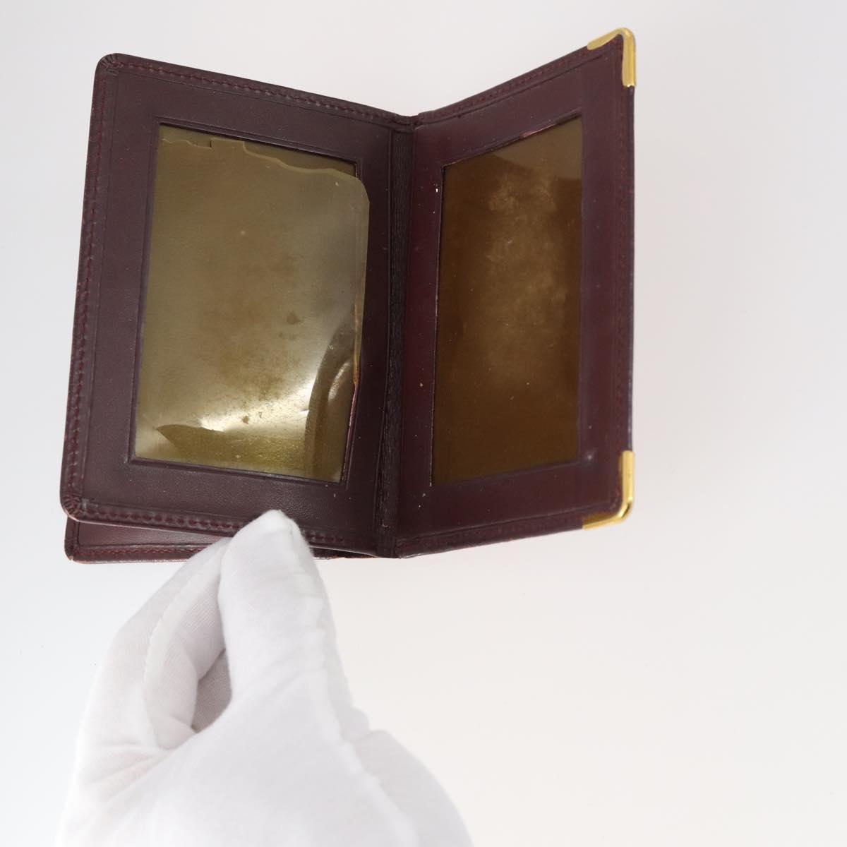 CARTIER Wallet Leather 8Set Bordeaux Black Auth bs29379