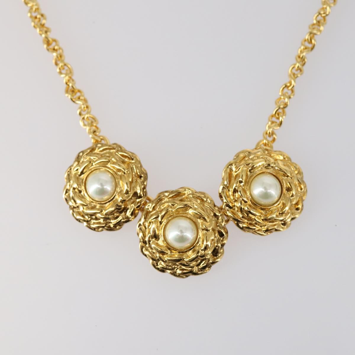 SAINT LAURENT Necklace Brooch metal 2Set Gold Auth bs29380