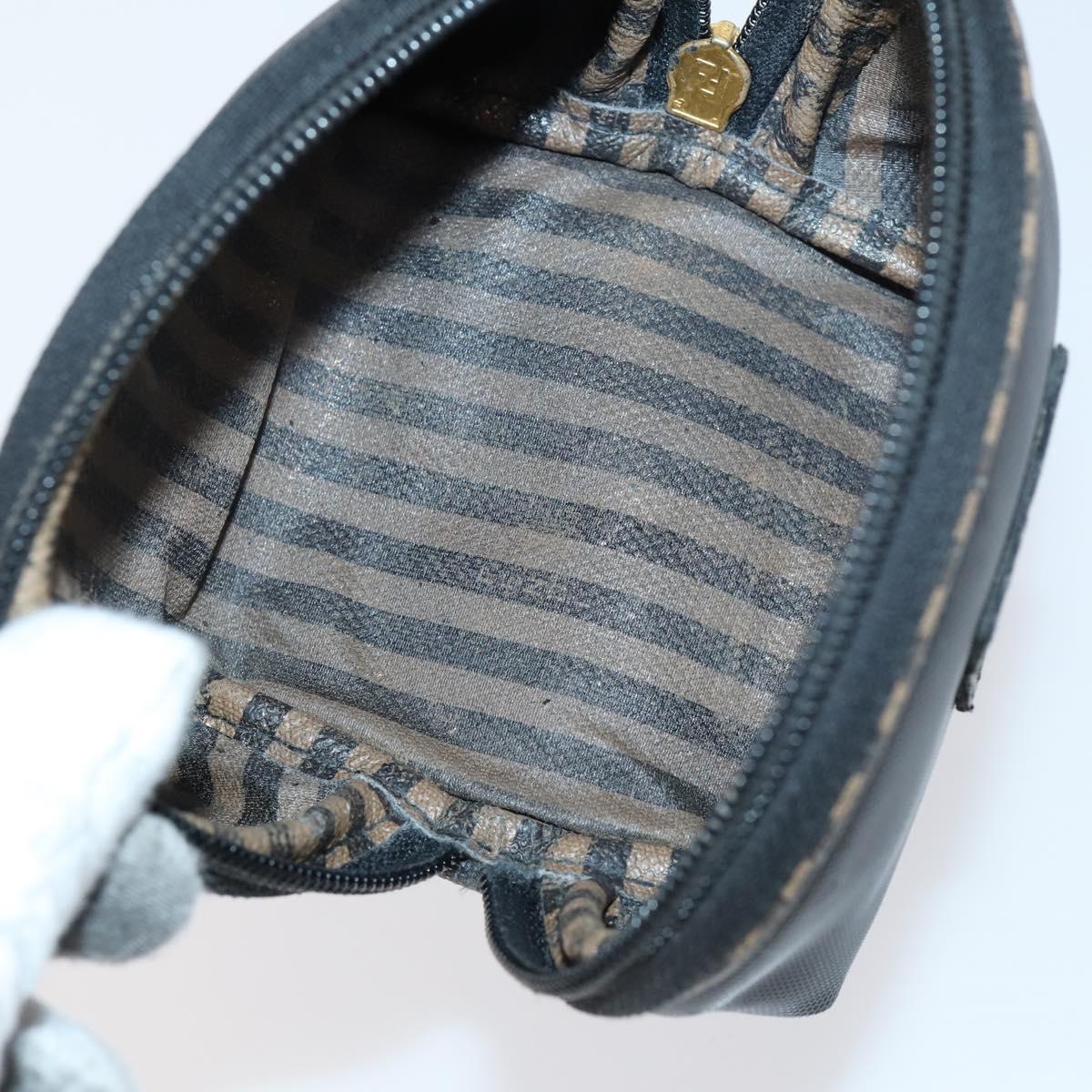 FENDI Zucchino Hand Bag Canvas PVC 7Set Brown Black Auth bs29383