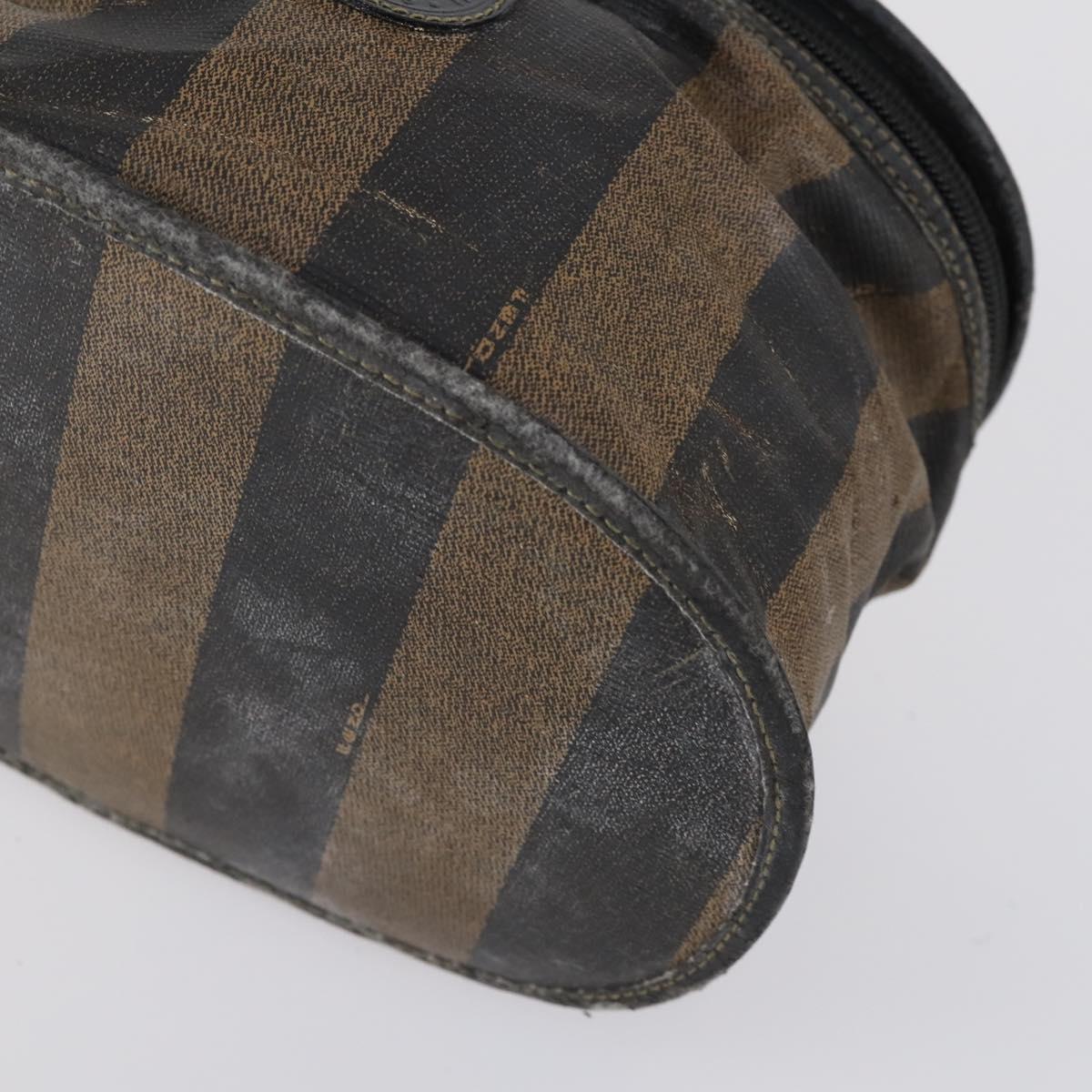 FENDI Zucchino Hand Bag Canvas PVC 7Set Brown Black Auth bs29383