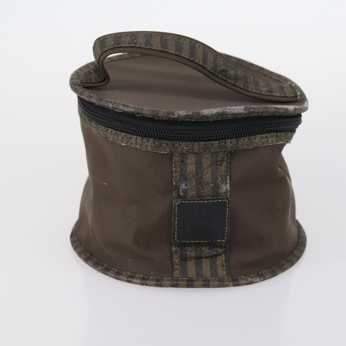 FENDI Zucchino Hand Bag Canvas PVC 7Set Brown Black Auth bs29383