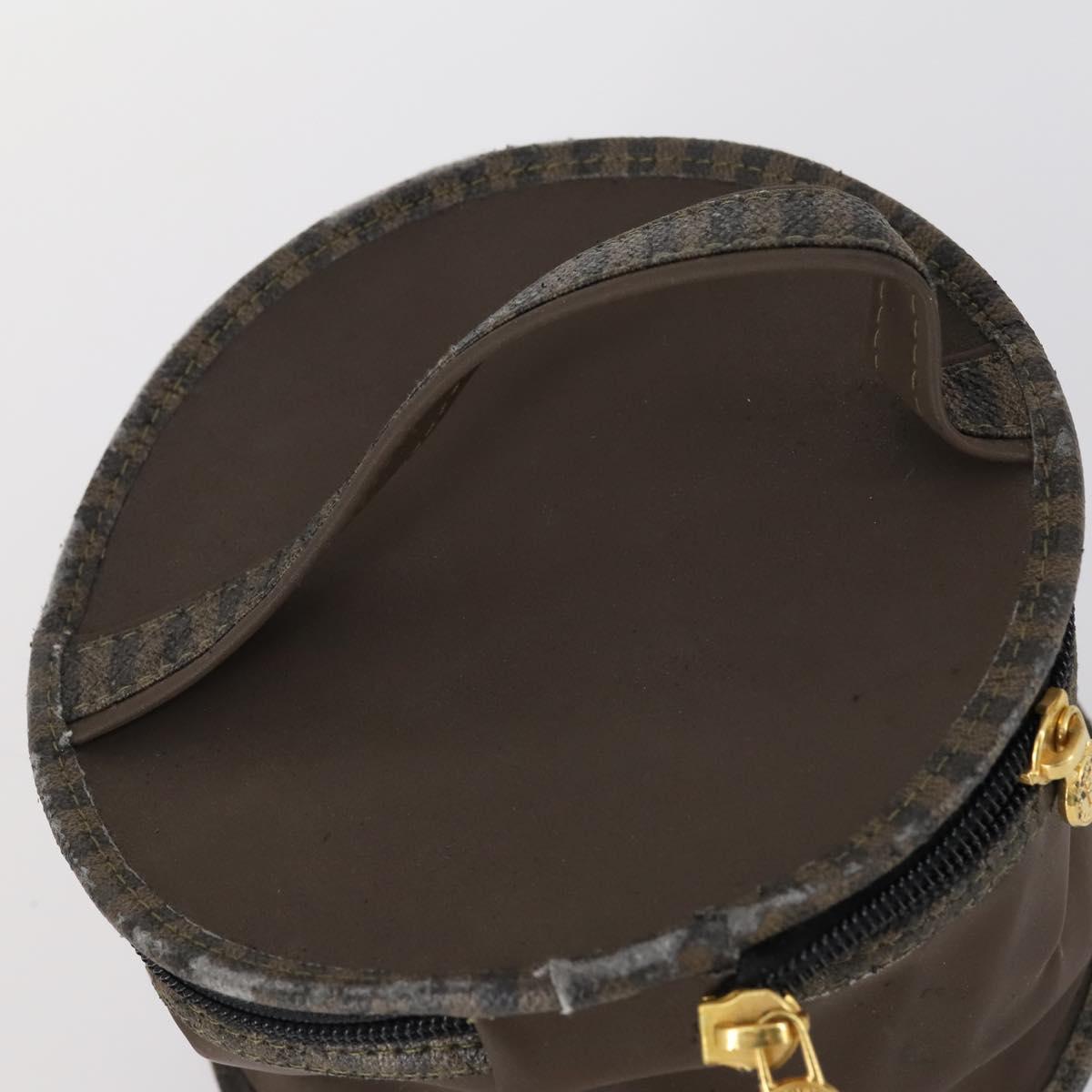 FENDI Zucchino Hand Bag Canvas PVC 7Set Brown Black Auth bs29383