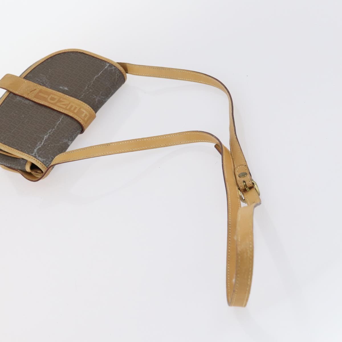 FENDI Zucchino Hand Bag Canvas PVC 7Set Brown Black Auth bs29383