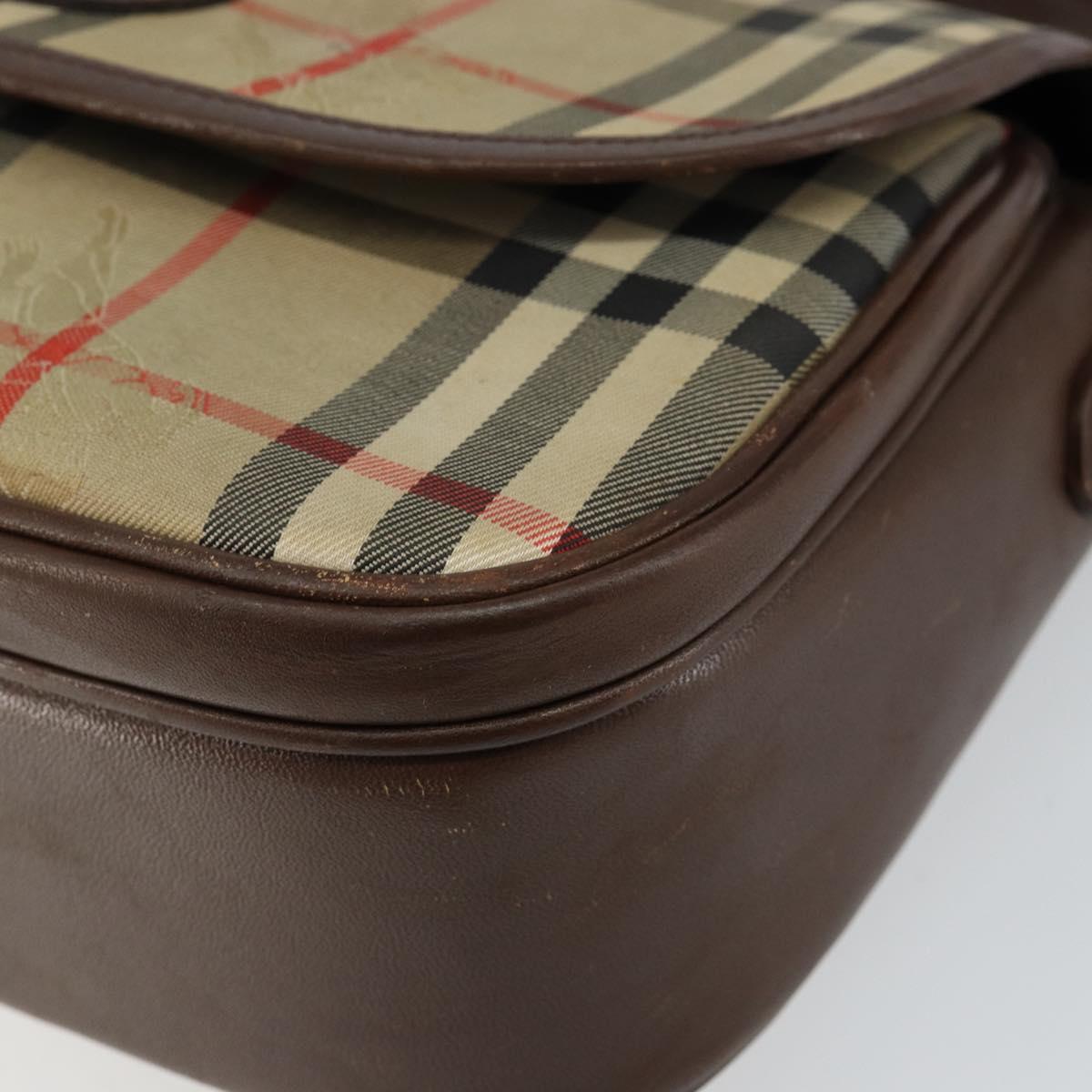 Burberrys Nova Check Shoulder Bag Canvas Beige Gold Auth bs29388