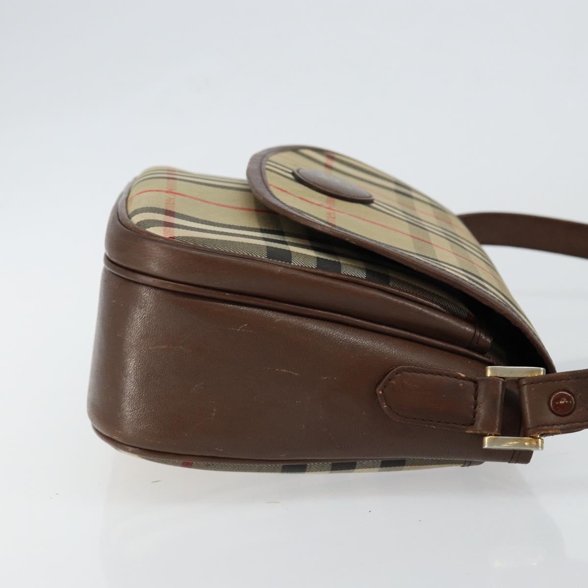 Burberrys Nova Check Shoulder Bag Canvas Beige Gold Auth bs29388