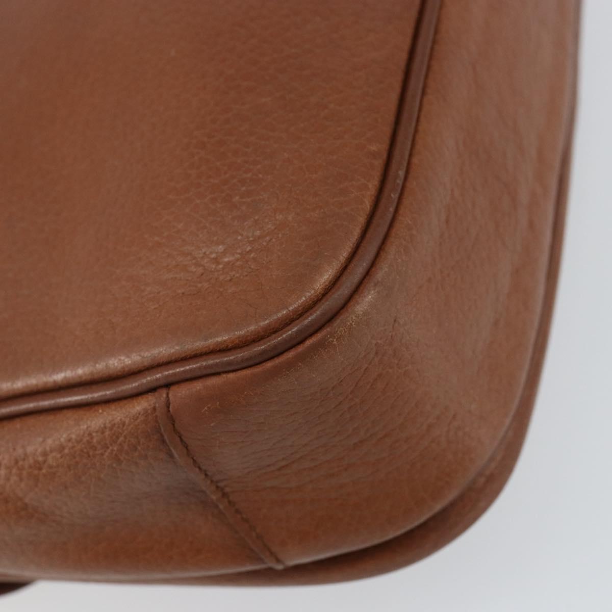 Burberrys Shoulder Bag Leather Gold Brown Auth bs29390