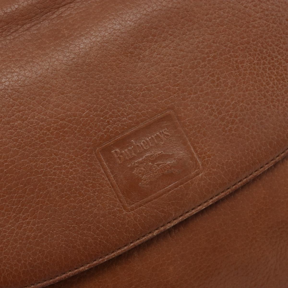Burberrys Shoulder Bag Leather Gold Brown Auth bs29390