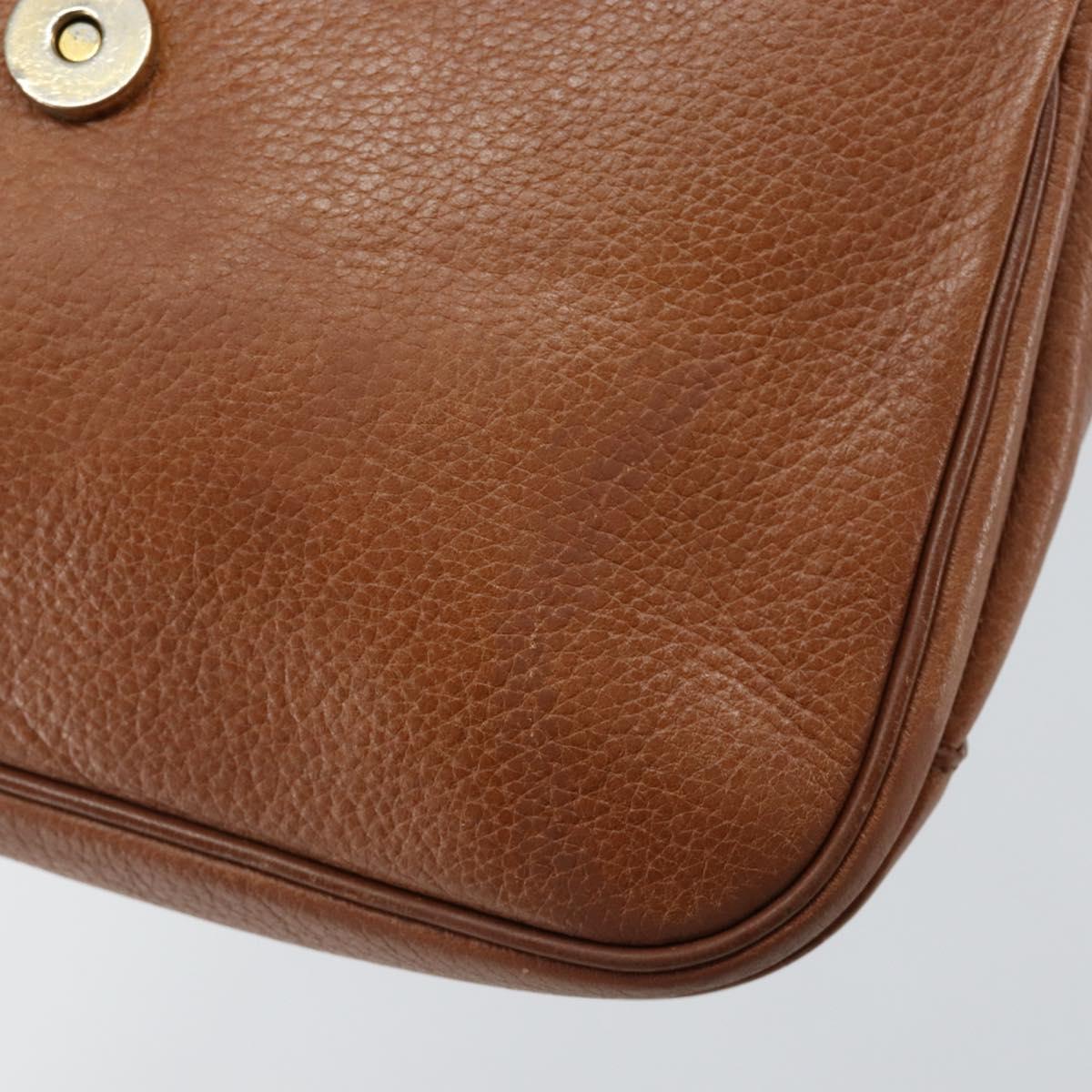 Burberrys Shoulder Bag Leather Gold Brown Auth bs29390