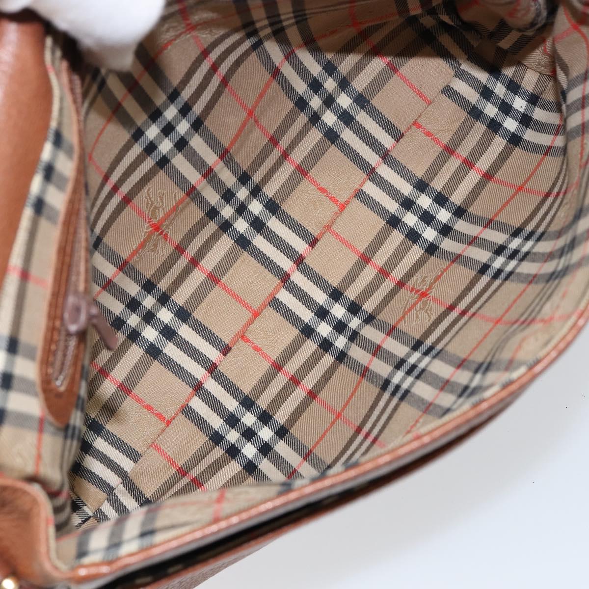 Burberrys Shoulder Bag Leather Gold Brown Auth bs29390