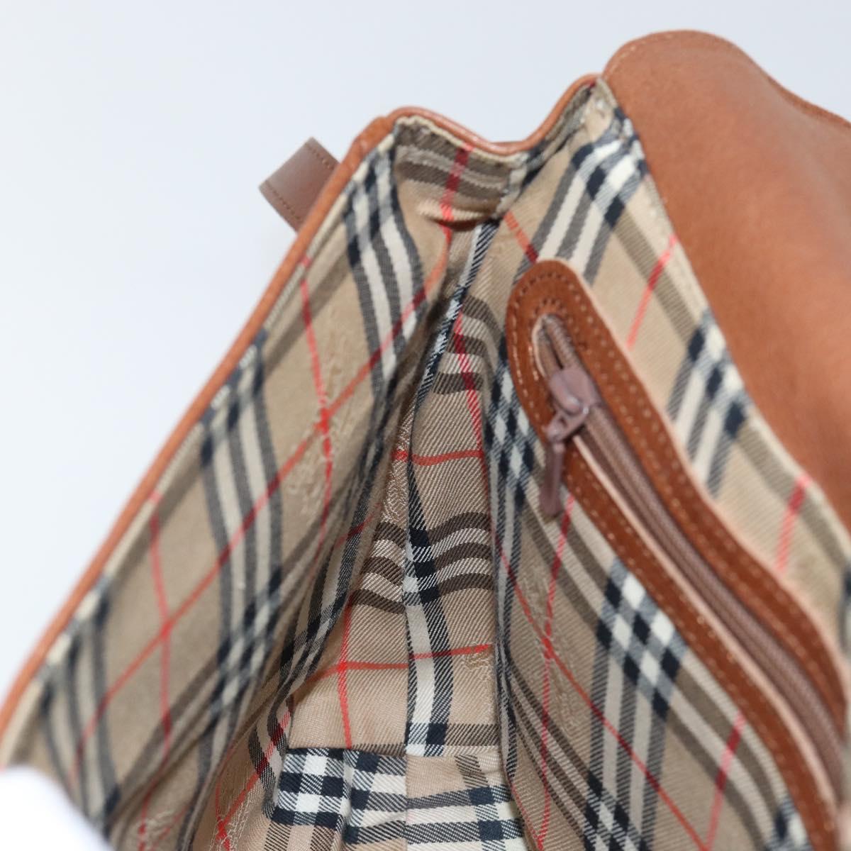 Burberrys Shoulder Bag Leather Gold Brown Auth bs29390
