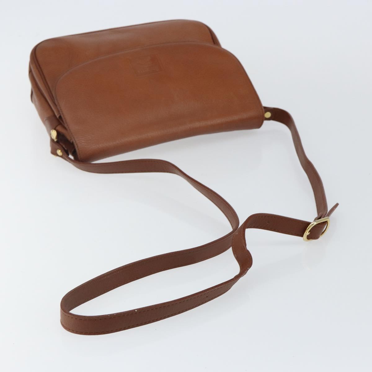 Burberrys Shoulder Bag Leather Gold Brown Auth bs29390