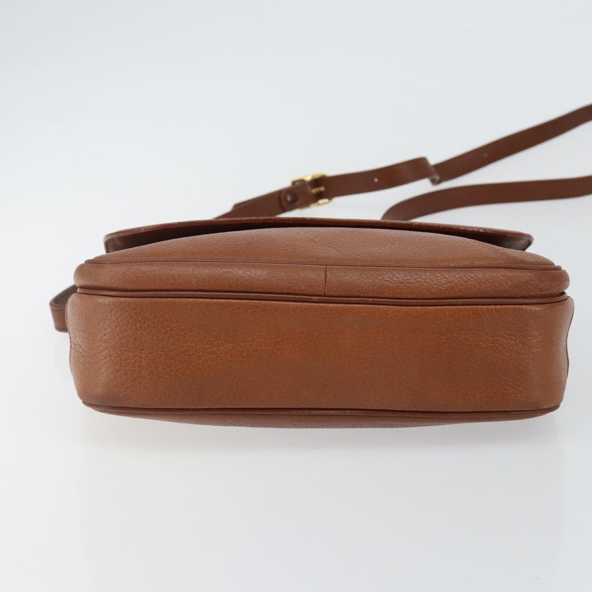 Burberrys Shoulder Bag Leather Gold Brown Auth bs29390