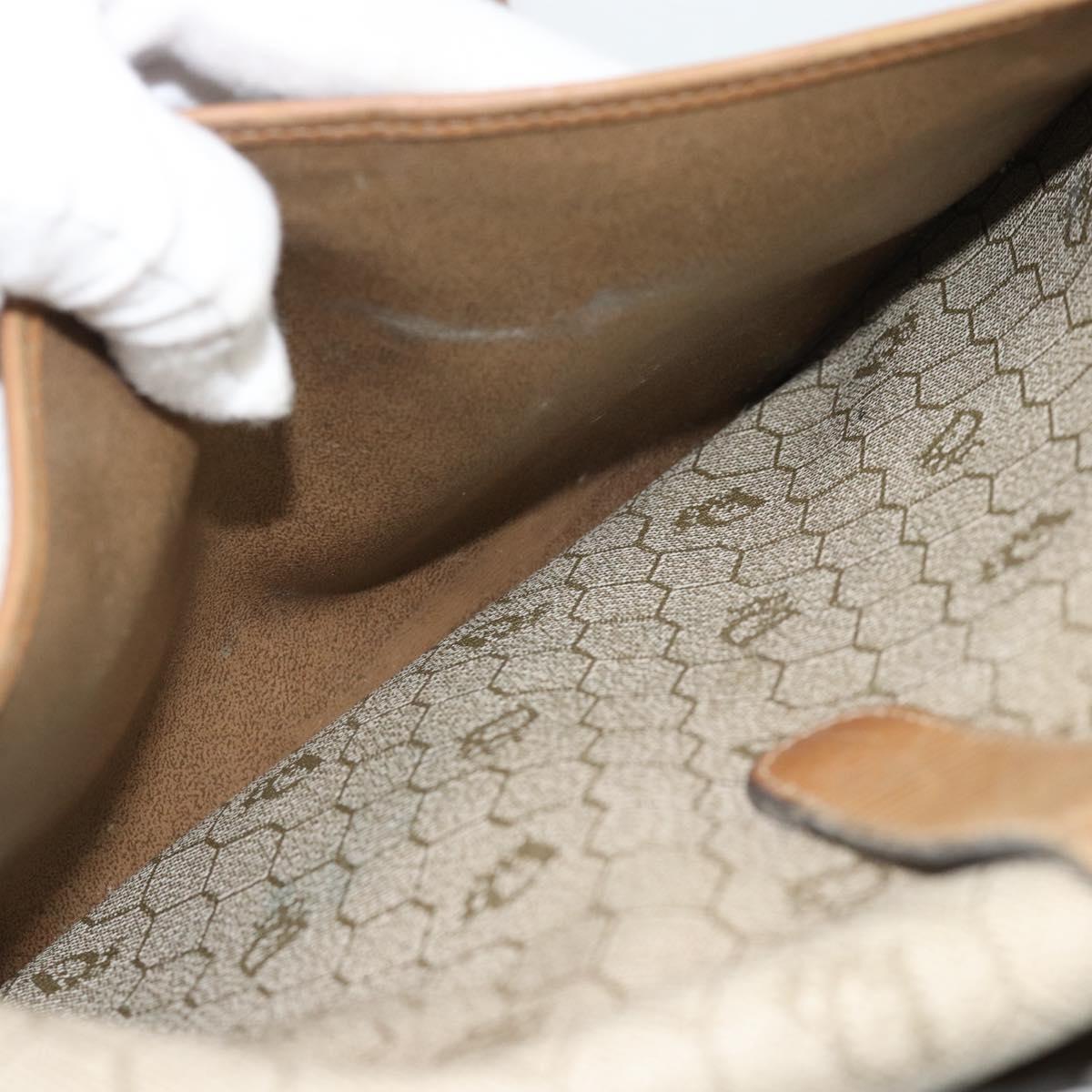 Christian Dior Honeycomb Canvas Shoulder Bag PVC Beige Gold Auth bs29391