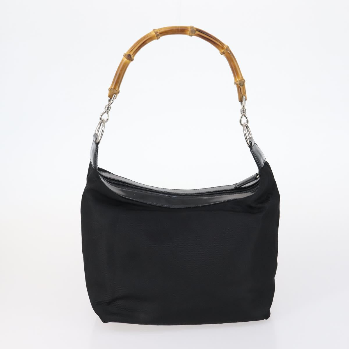 GUCCI Bamboo Jackie Shoulder Bag Nylon 6Set Black Auth bs29393