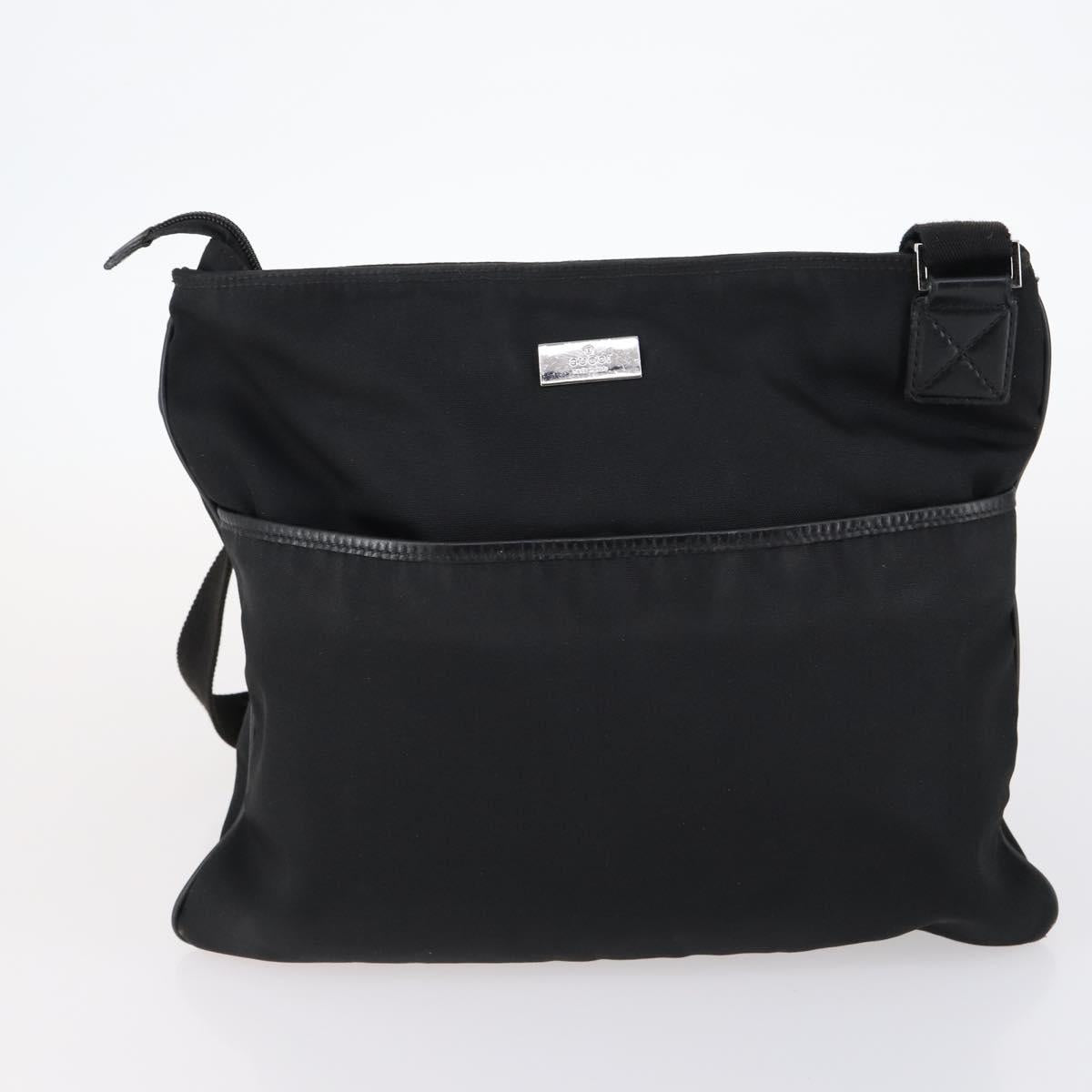 GUCCI Bamboo Jackie Shoulder Bag Nylon 6Set Black Auth bs29393