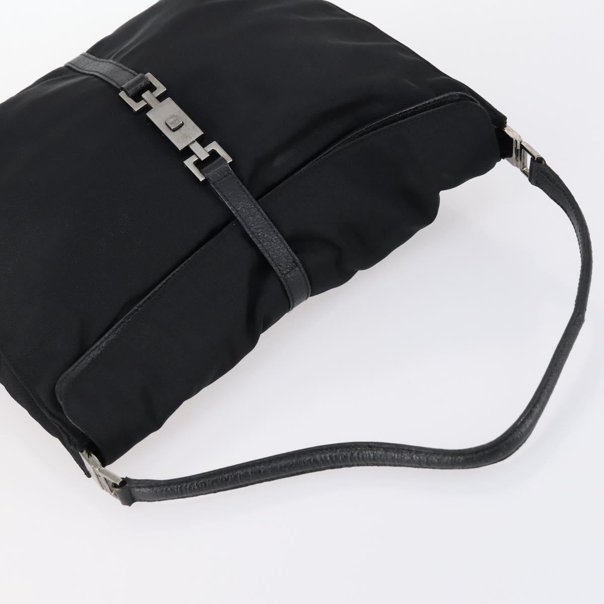 GUCCI Bamboo Jackie Shoulder Bag Nylon 6Set Black Auth bs29393