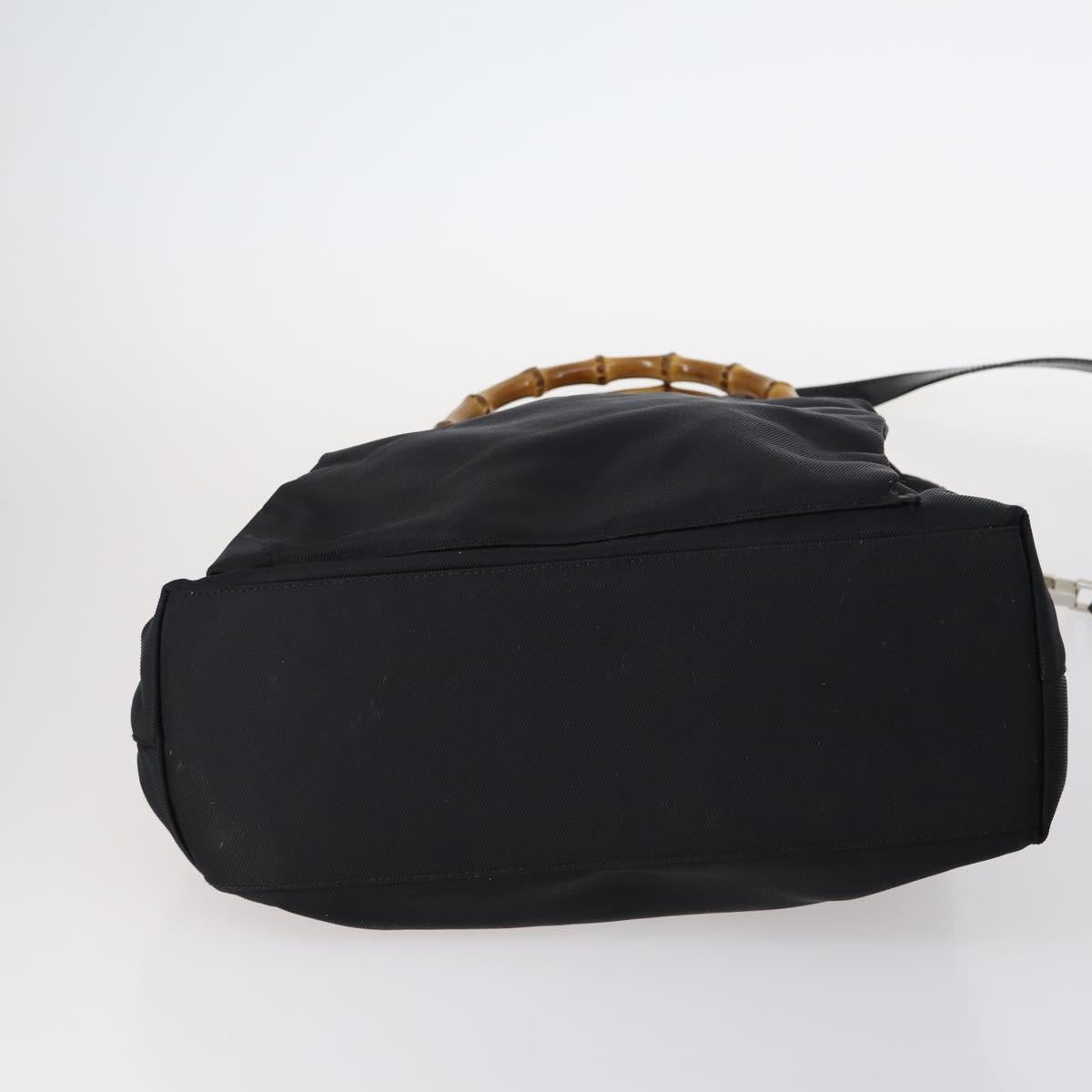 GUCCI Bamboo Jackie Shoulder Bag Nylon 6Set Black Auth bs29393