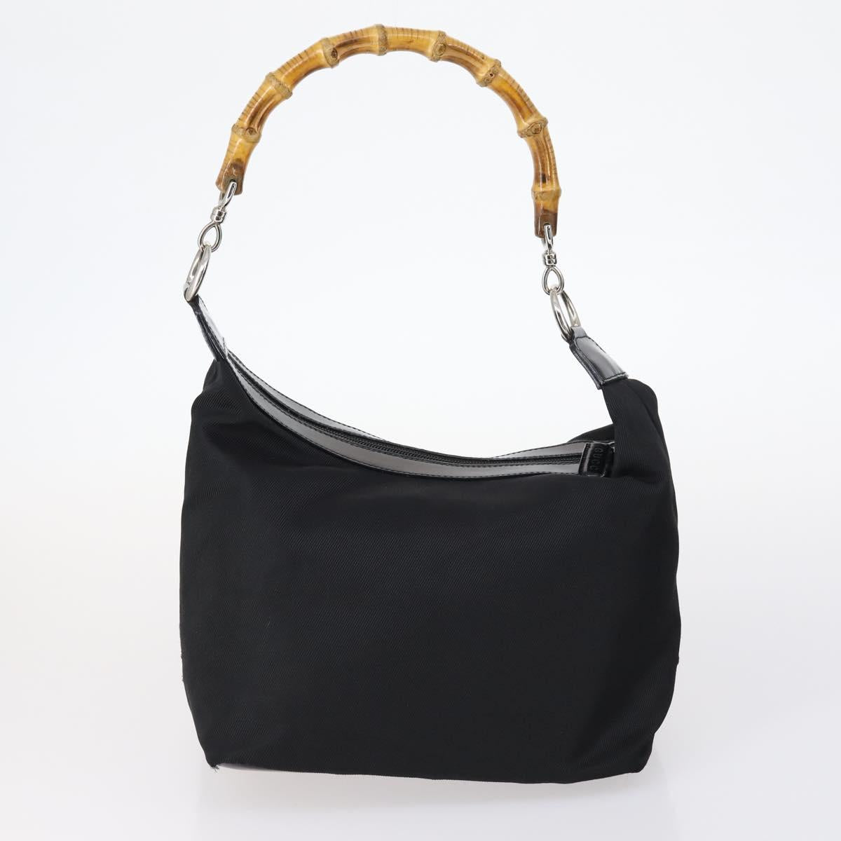 GUCCI Bamboo Jackie Shoulder Bag Nylon 6Set Black Auth bs29393