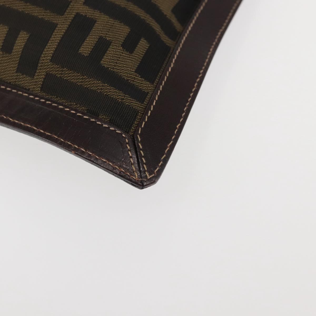 FENDI Zucca Canvas Clutch Bag Black Brown gold Auth bs29397