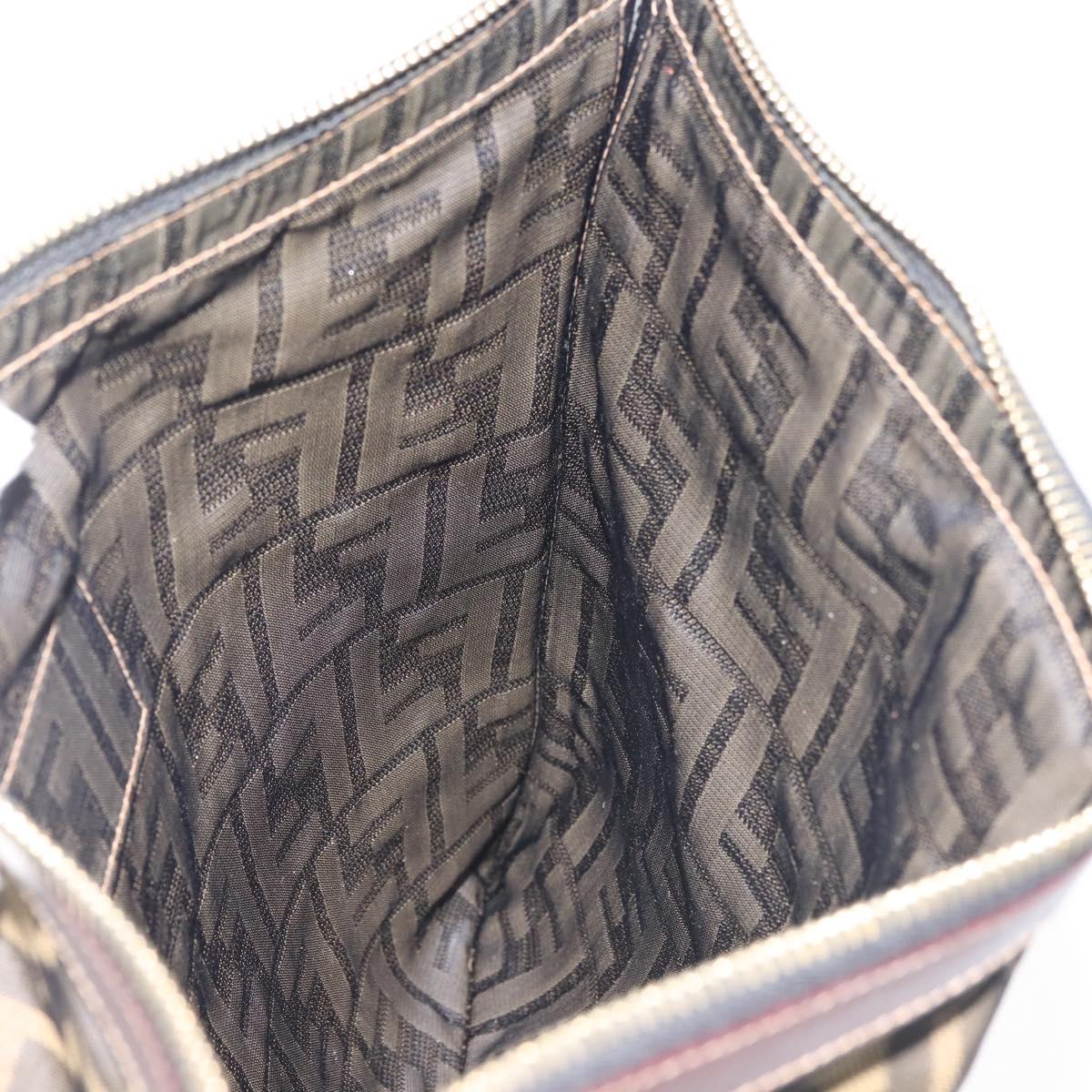 FENDI Zucca Canvas Clutch Bag Black Brown gold Auth bs29397