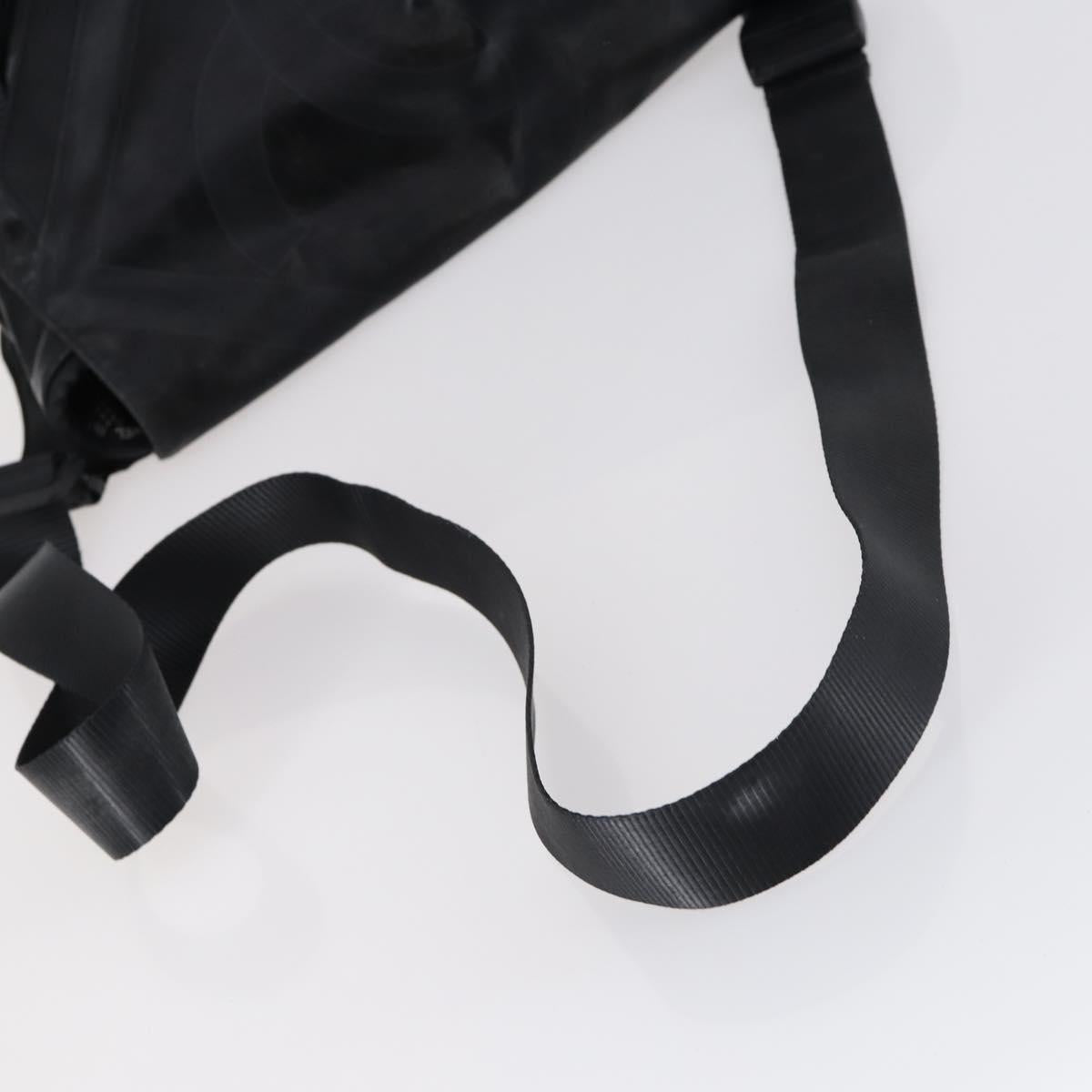 CHANEL Sports Shoulder Bag Coated Canvas Black Silver CC Auth bs29400
