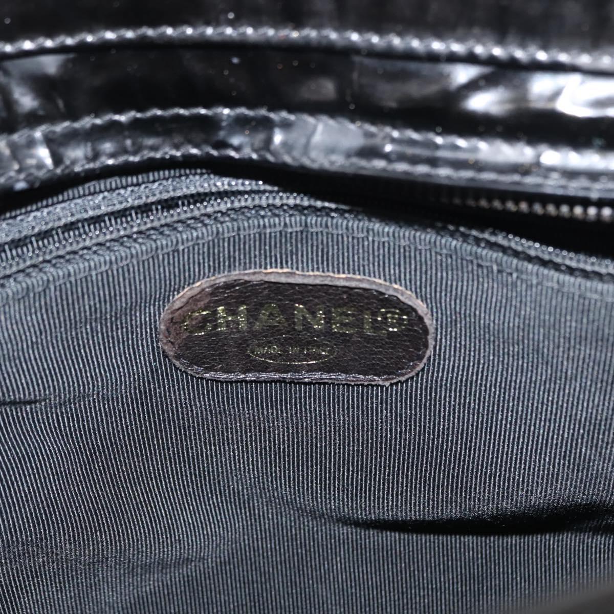 CHANEL Tote Bag Patent leather Black CC Auth bs29402