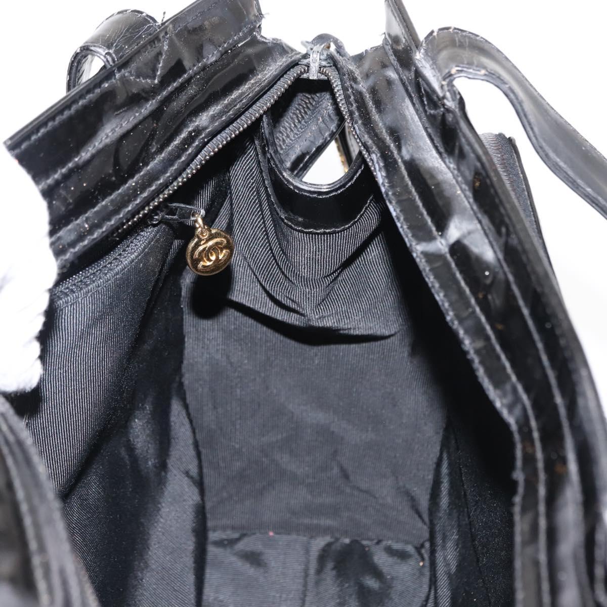 CHANEL Tote Bag Patent leather Black CC Auth bs29402