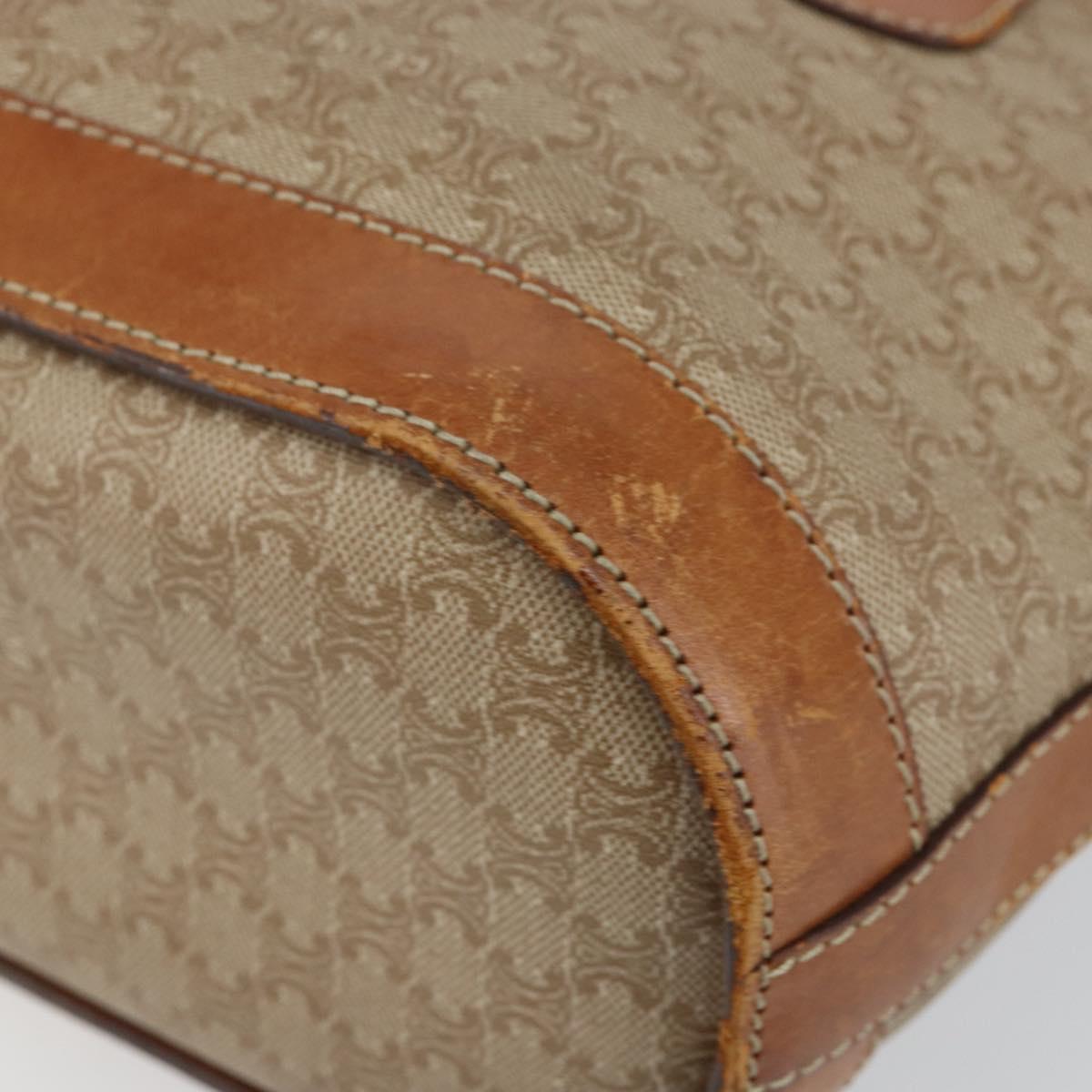 CELINE Macadam Canvas Tote Bag PVC Beige Gold Auth bs29412