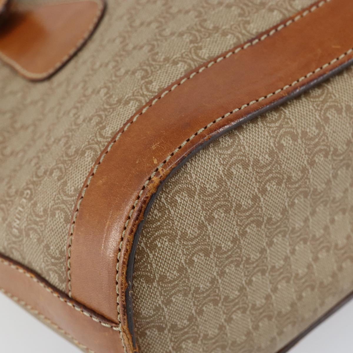CELINE Macadam Canvas Tote Bag PVC Beige Gold Auth bs29412