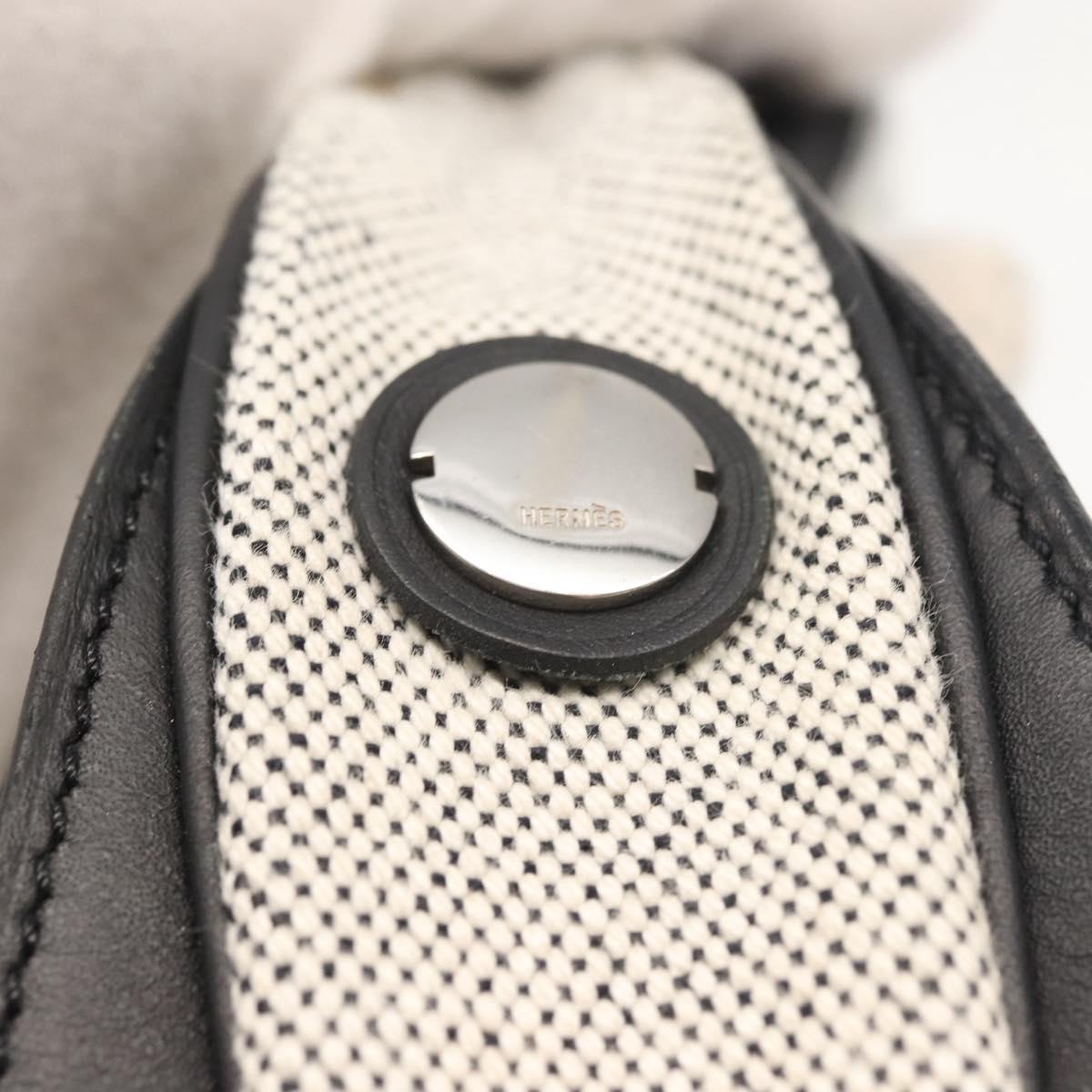 HERMES Sac Luco MM Shoulder Bag Canvas Leather Gray Black Silver Auth bs29413