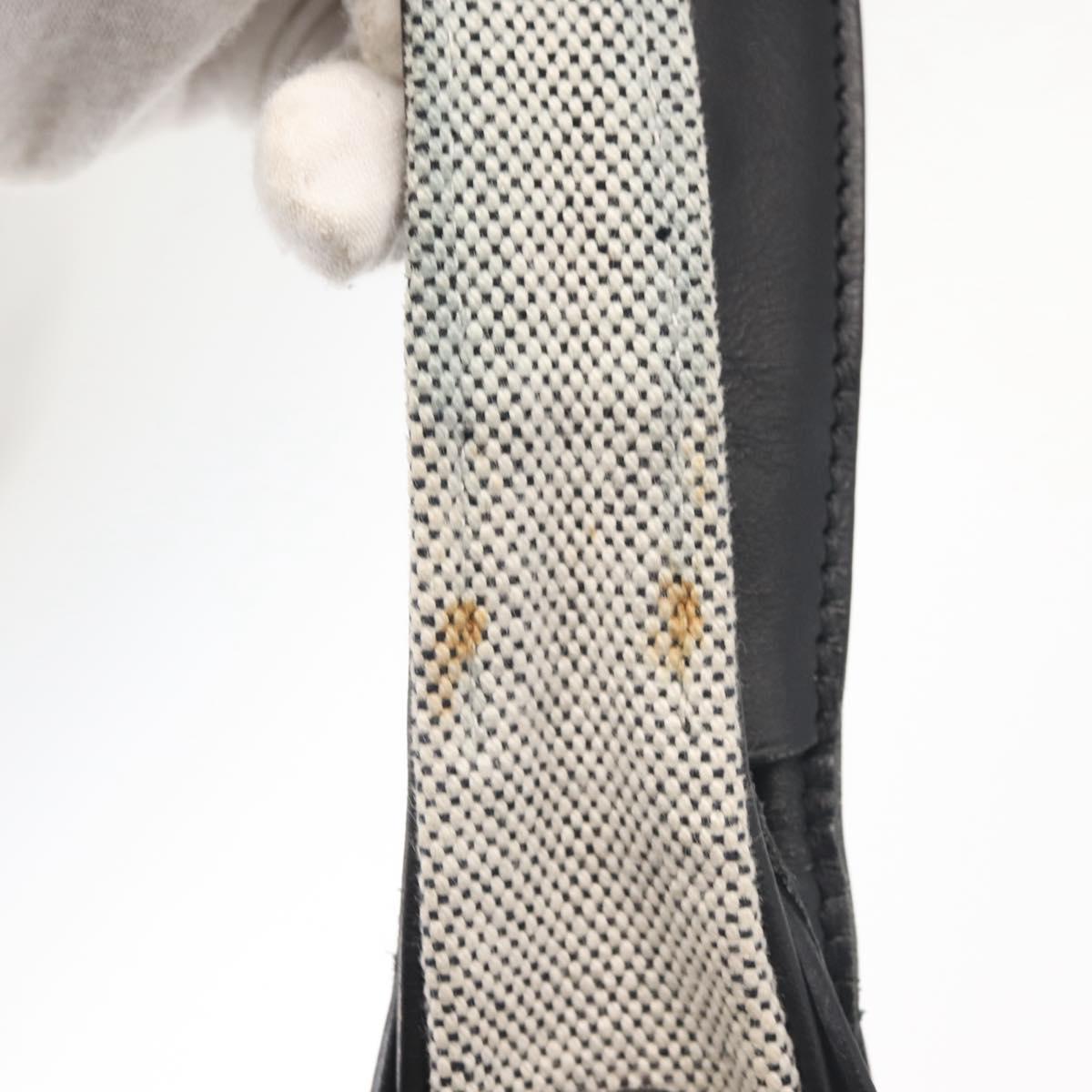 HERMES Sac Luco MM Shoulder Bag Canvas Leather Gray Black Silver Auth bs29413