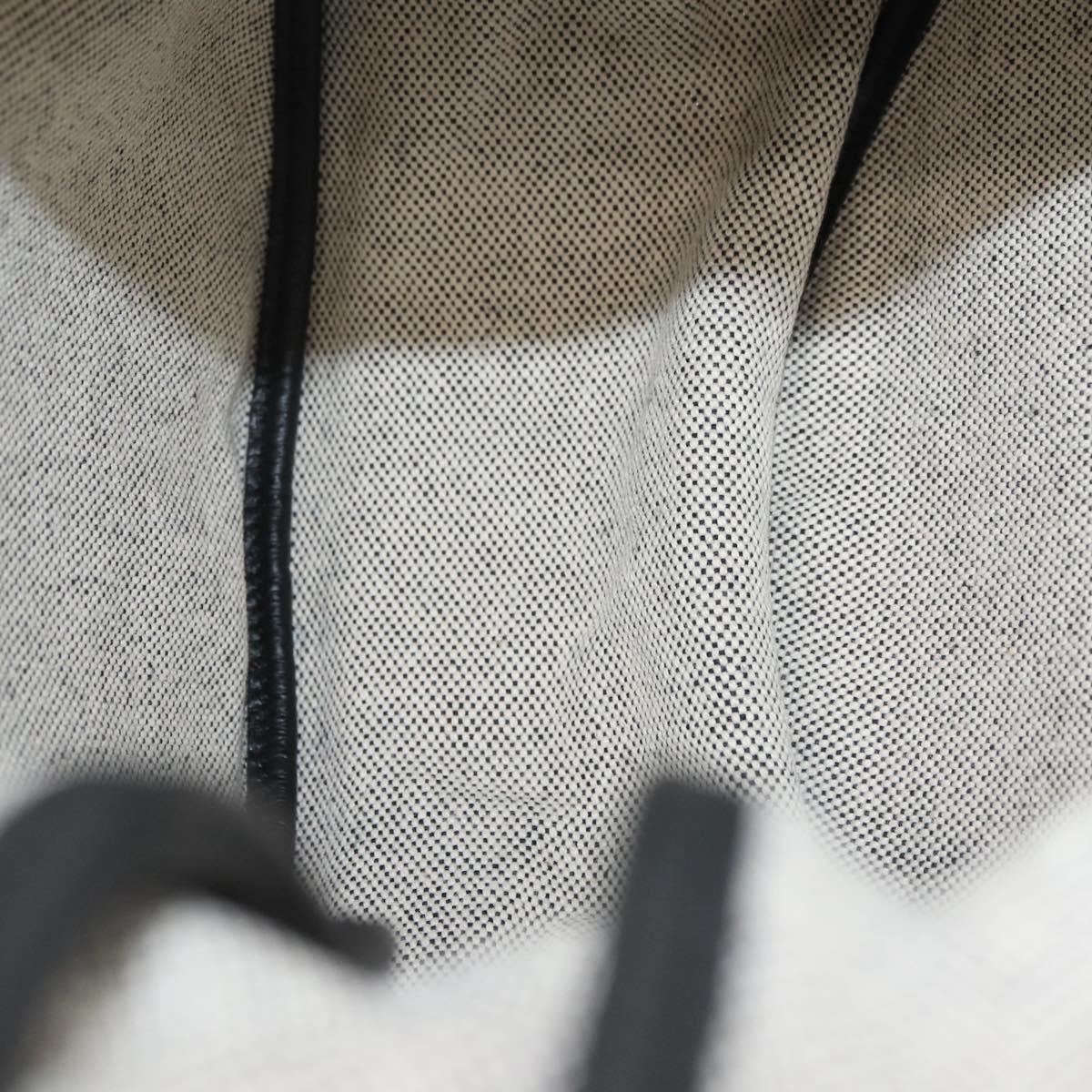 HERMES Sac Luco MM Shoulder Bag Canvas Leather Gray Black Silver Auth bs29413