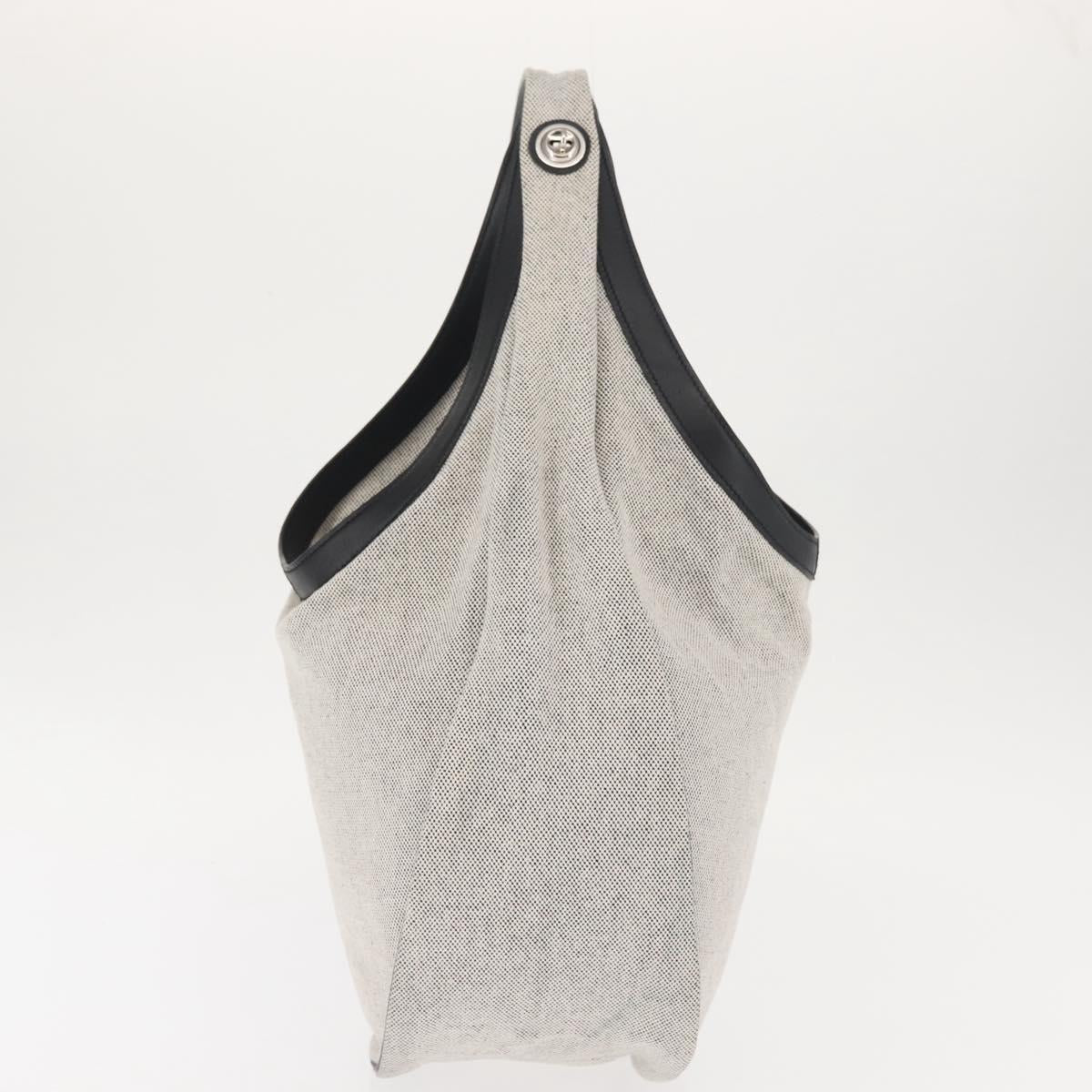 HERMES Sac Luco MM Shoulder Bag Canvas Leather Gray Black Silver Auth bs29413