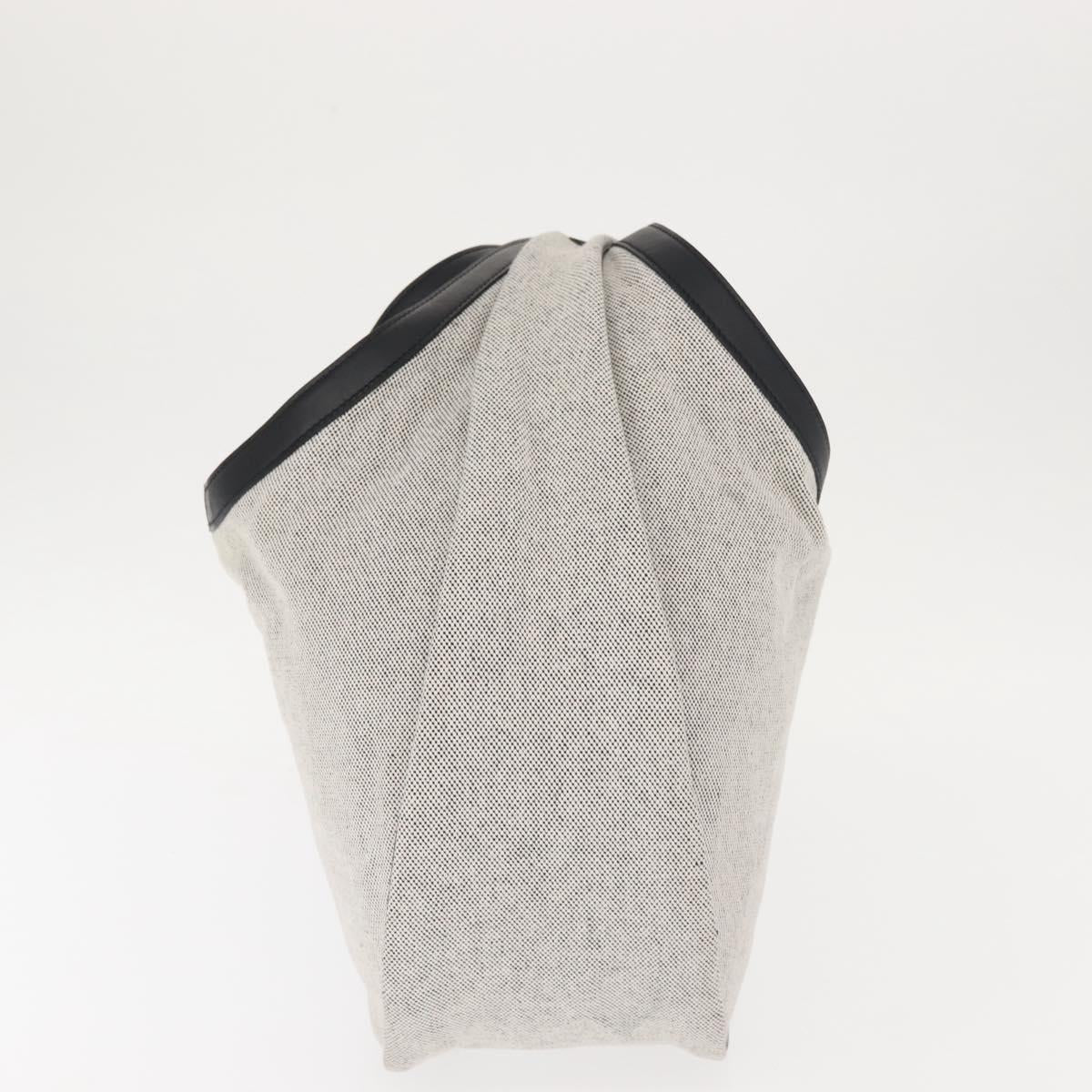 HERMES Sac Luco MM Shoulder Bag Canvas Leather Gray Black Silver Auth bs29413