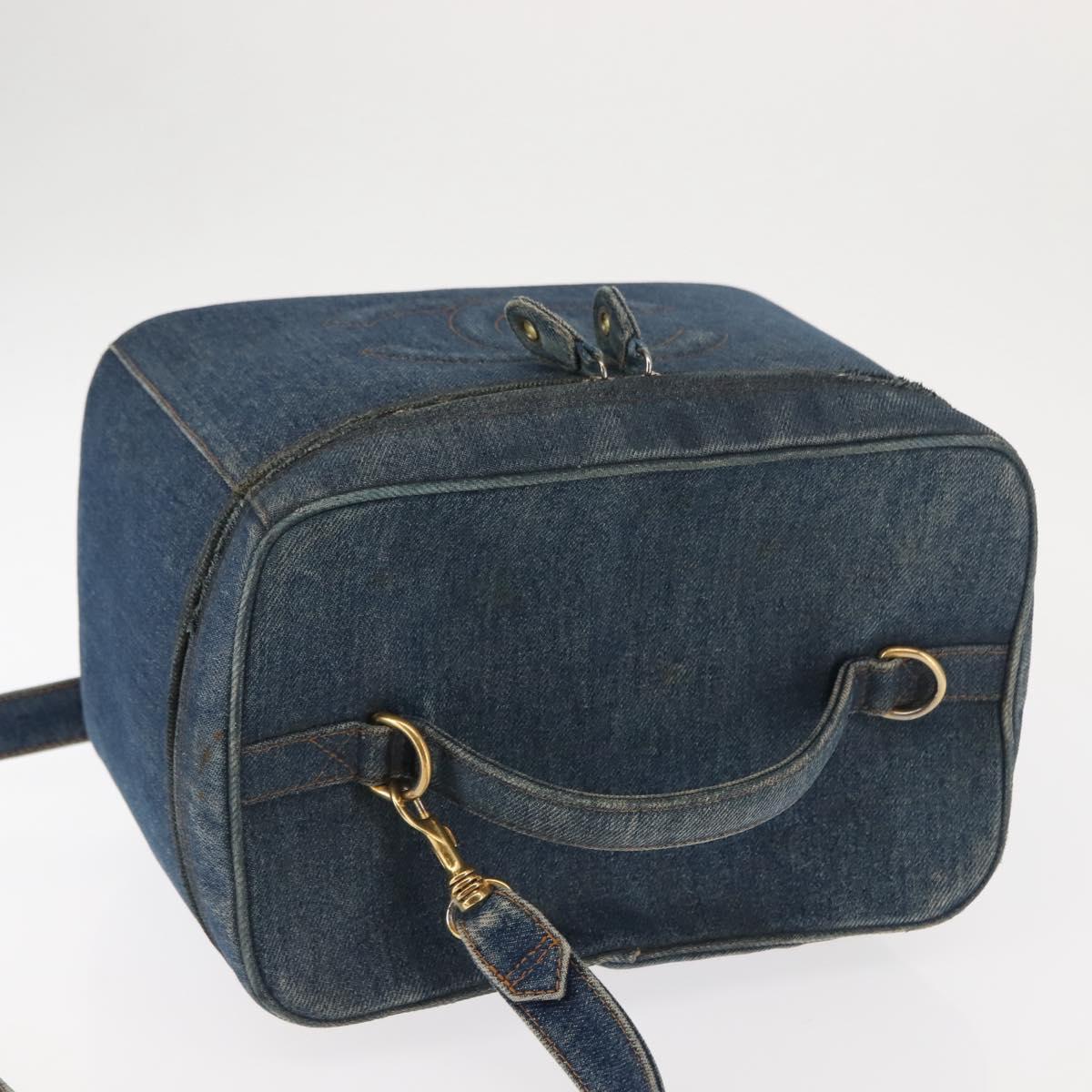 CHANEL COCO Mark vanity Hand Bag Denim 2way Blue CC Auth bs29416