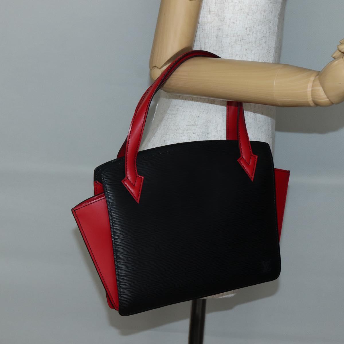 LOUIS VUITTON Epi Bicolor Varenne Hand Bag Black Red M52387 LV Auth bs29417