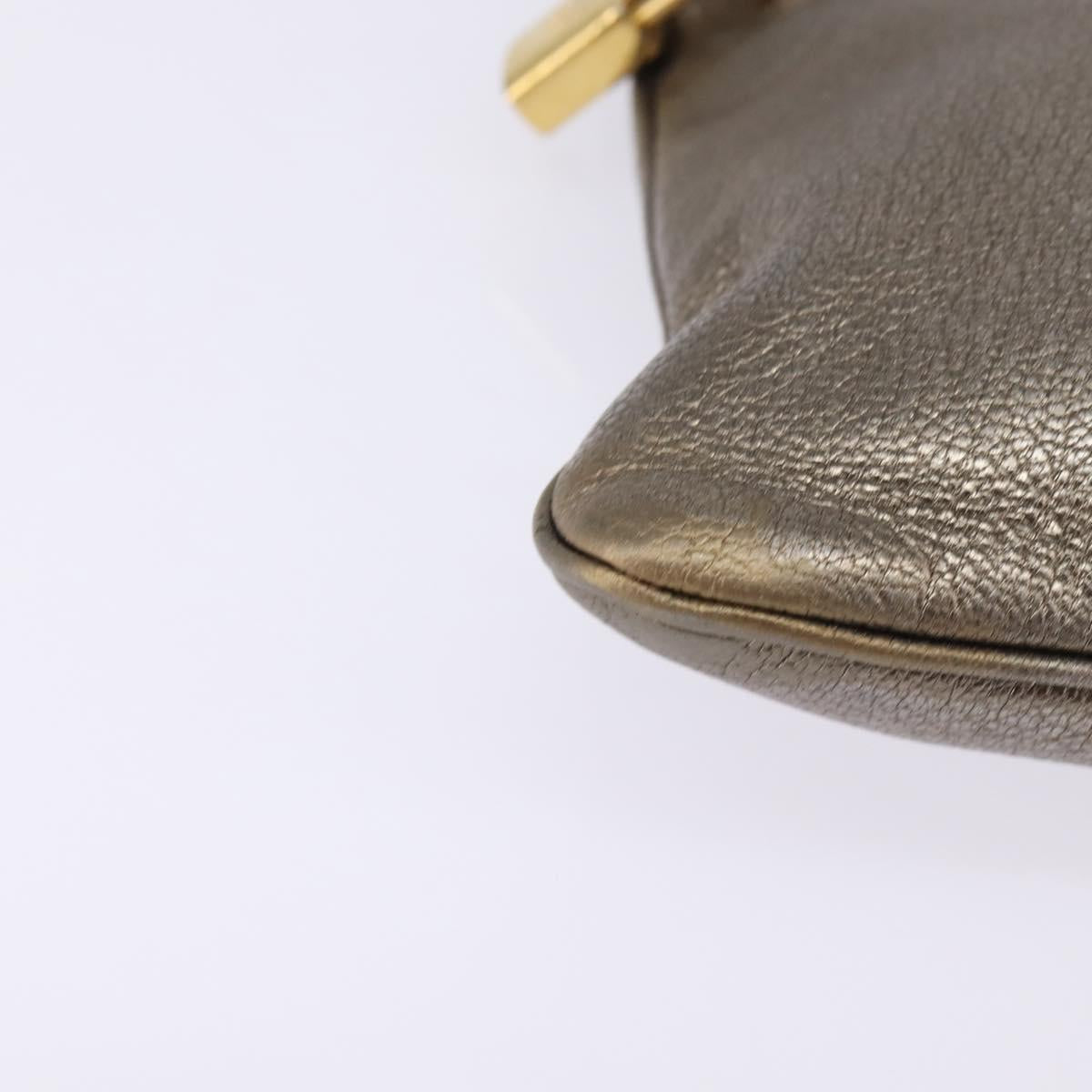 LOEWE anagram Shoulder Bag Leather Gold Auth bs29427