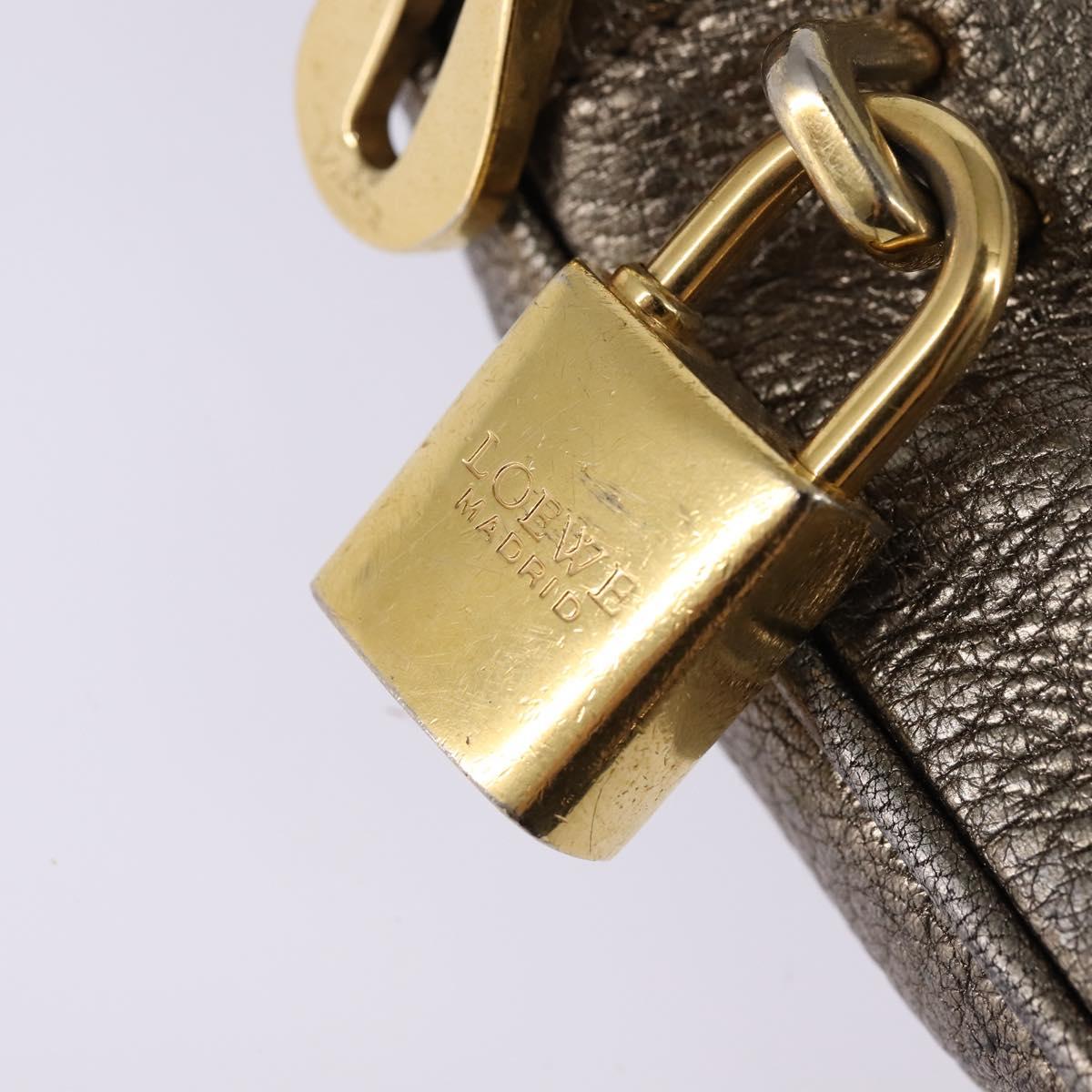 LOEWE anagram Shoulder Bag Leather Gold Auth bs29427
