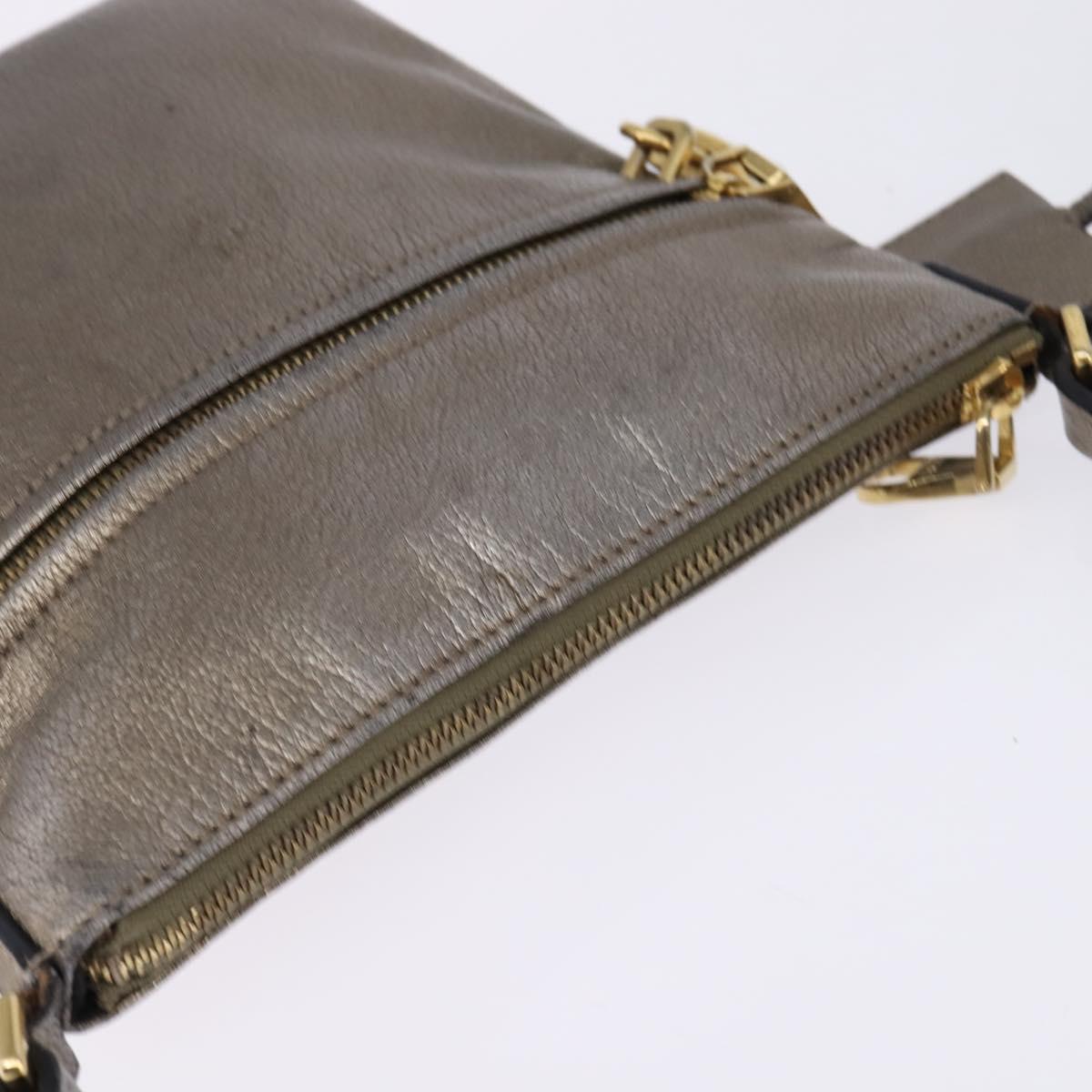 LOEWE anagram Shoulder Bag Leather Gold Auth bs29427