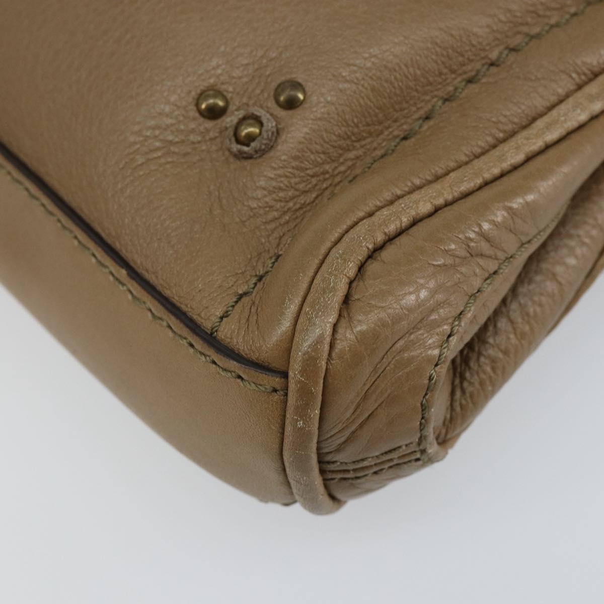 Chloe Paddington Accessory Pouch Leather Silver Beige Auth bs29428