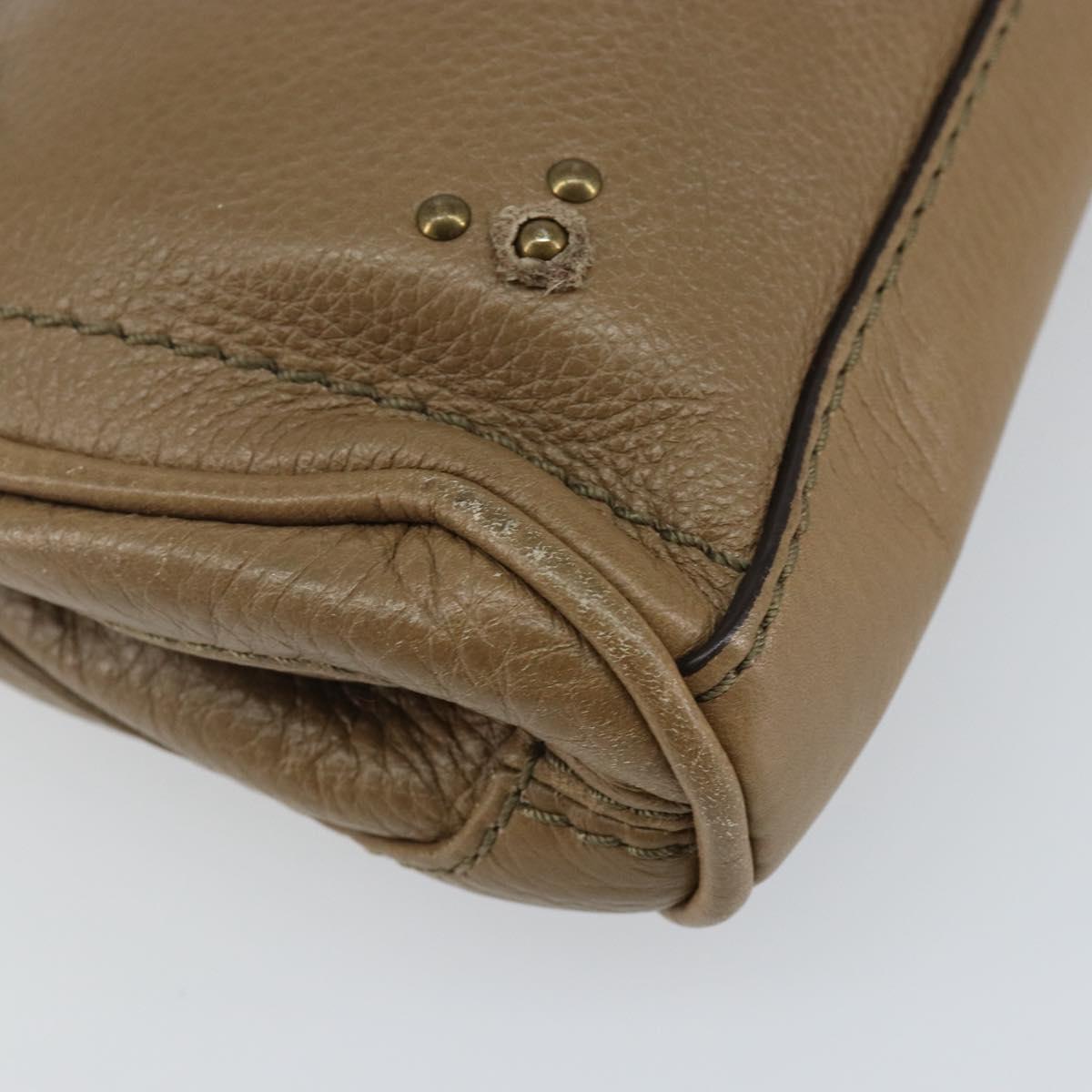 Chloe Paddington Accessory Pouch Leather Silver Beige Auth bs29428