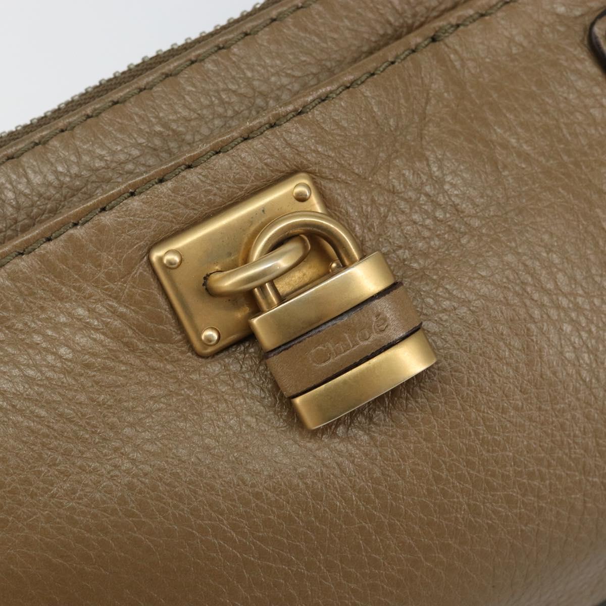 Chloe Paddington Accessory Pouch Leather Silver Beige Auth bs29428