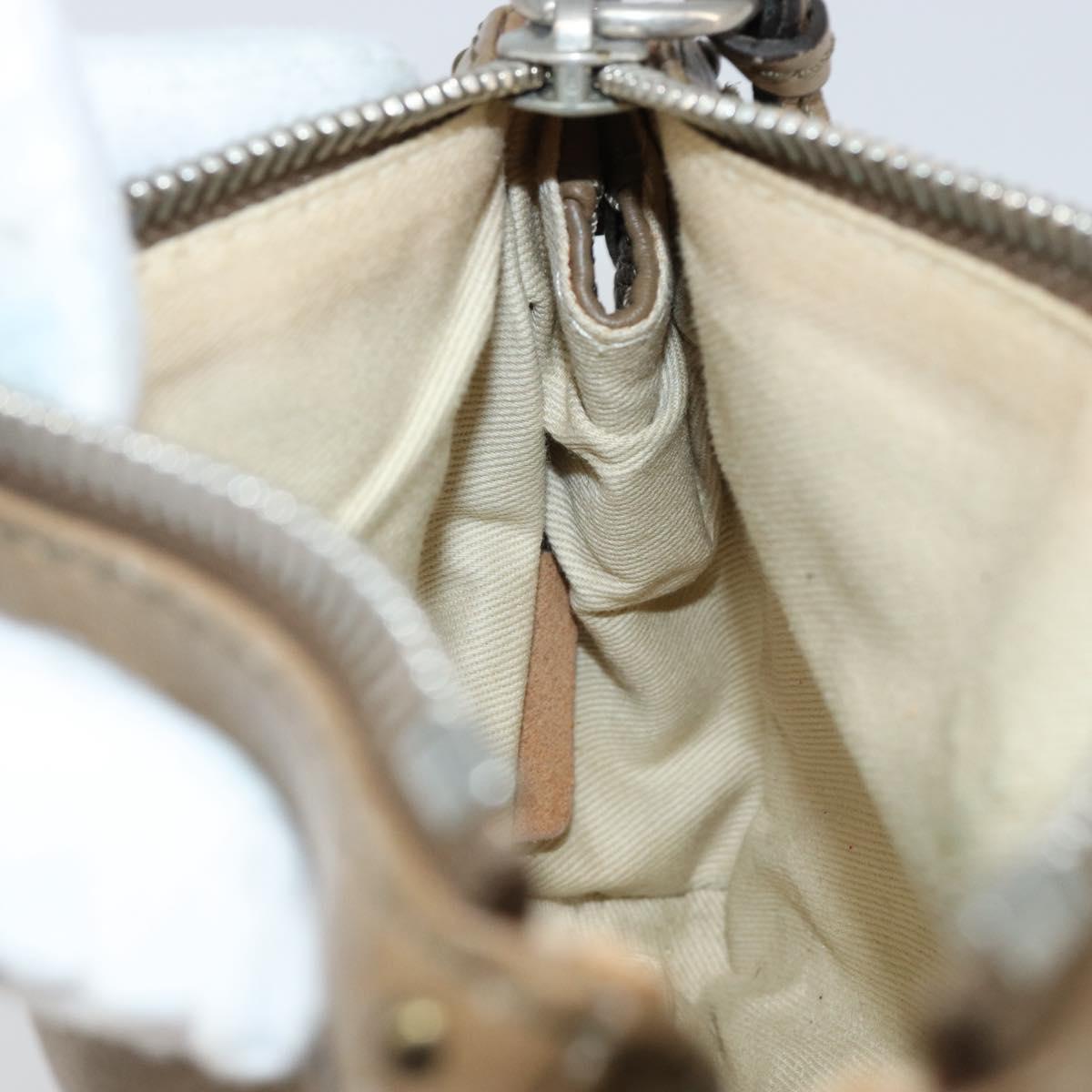 Chloe Paddington Accessory Pouch Leather Silver Beige Auth bs29428