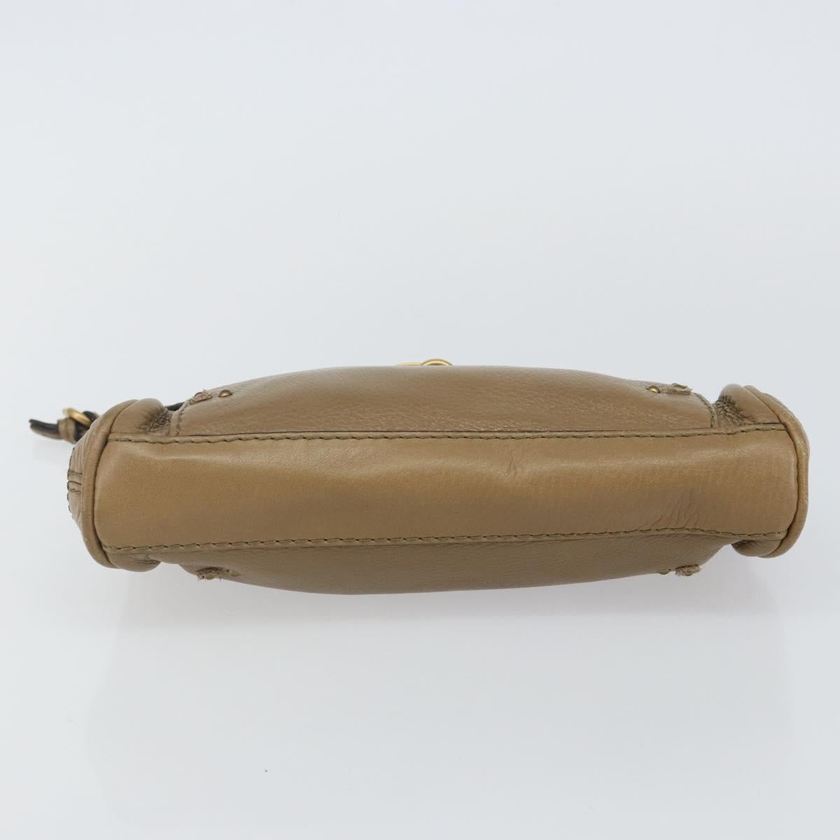 Chloe Paddington Accessory Pouch Leather Silver Beige Auth bs29428