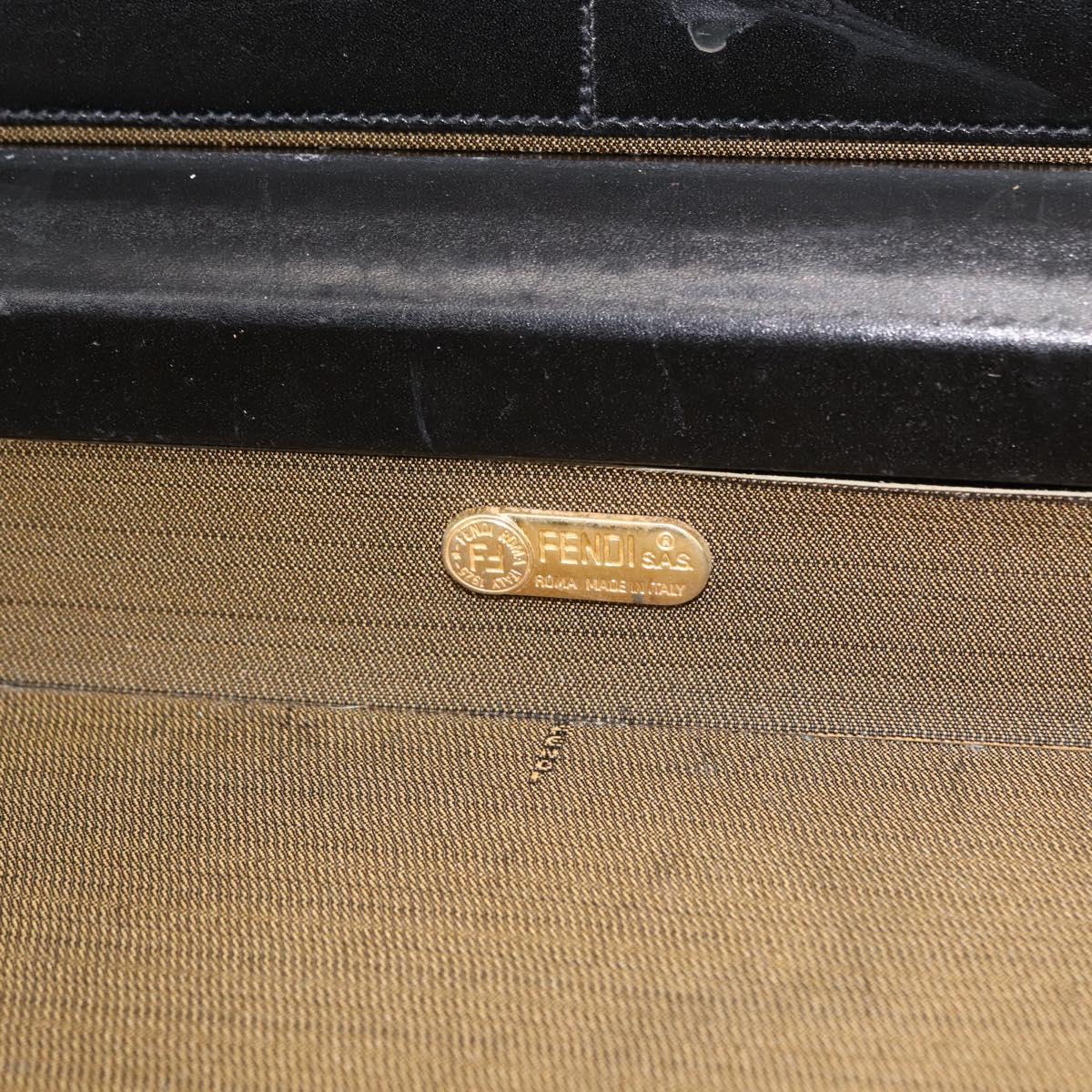 FENDI Attache case Hand Bag Leather Black Auth bs29431