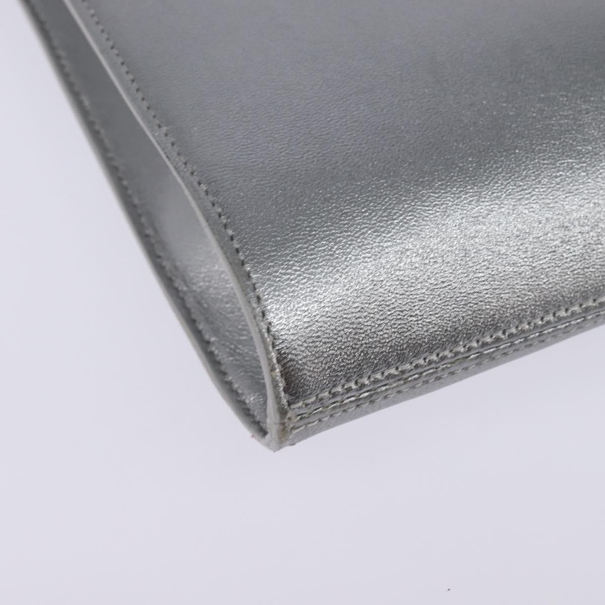 Salvatore Ferragamo Gancini Shoulder Bag Leather Silver Auth bs29440