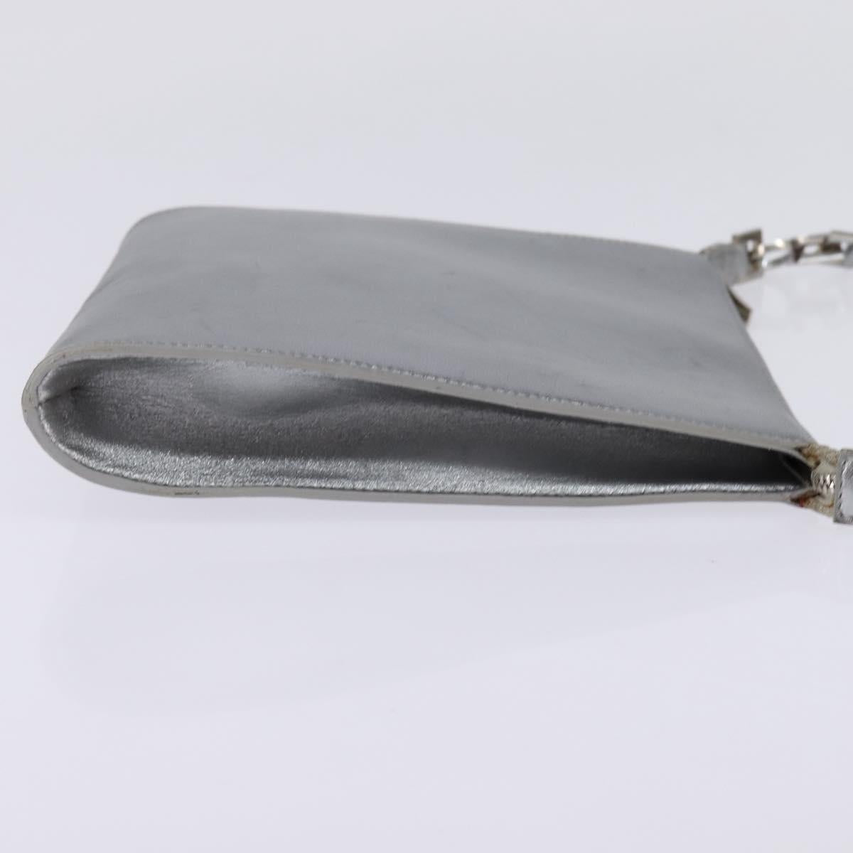 Salvatore Ferragamo Gancini Shoulder Bag Leather Silver Auth bs29440