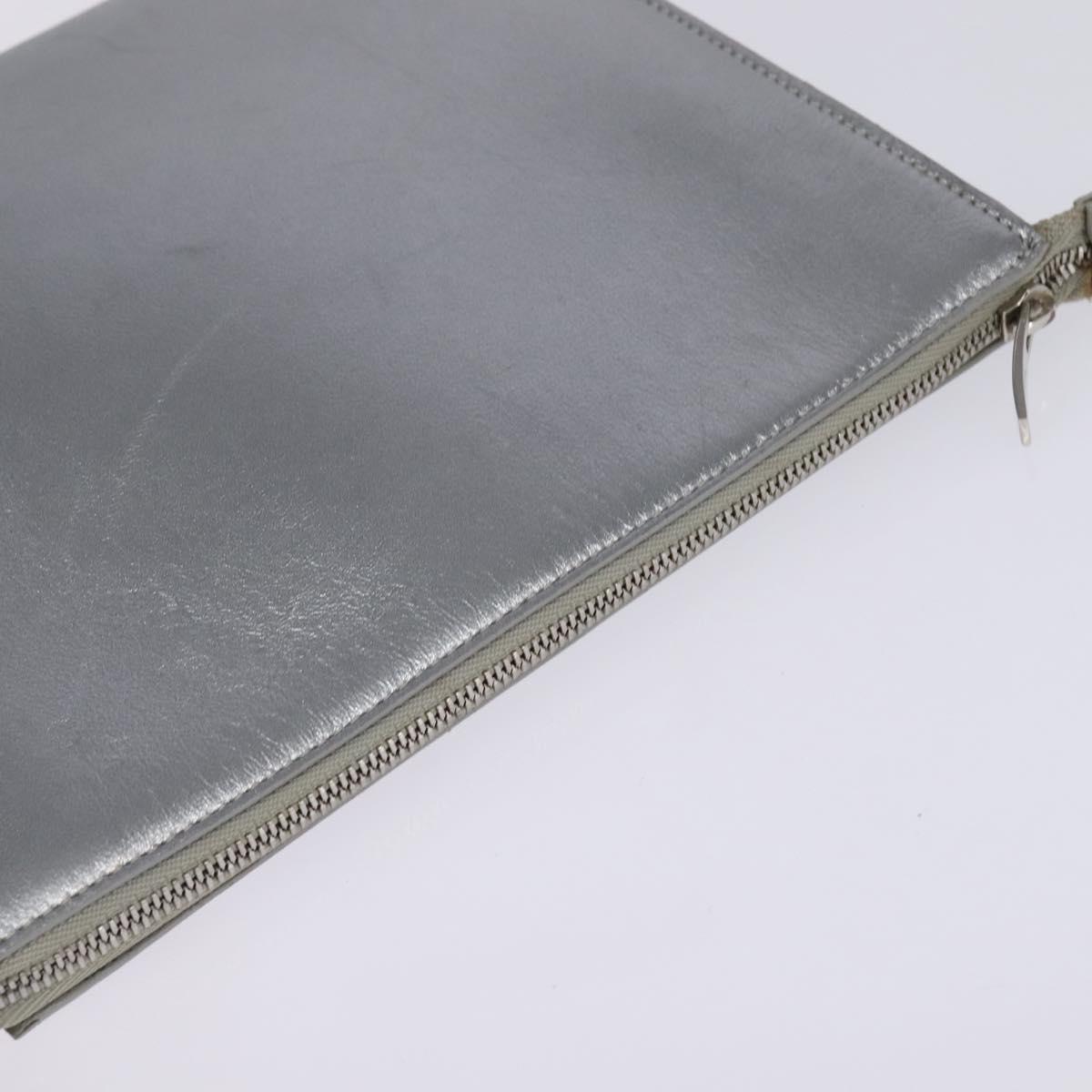 Salvatore Ferragamo Gancini Shoulder Bag Leather Silver Auth bs29440