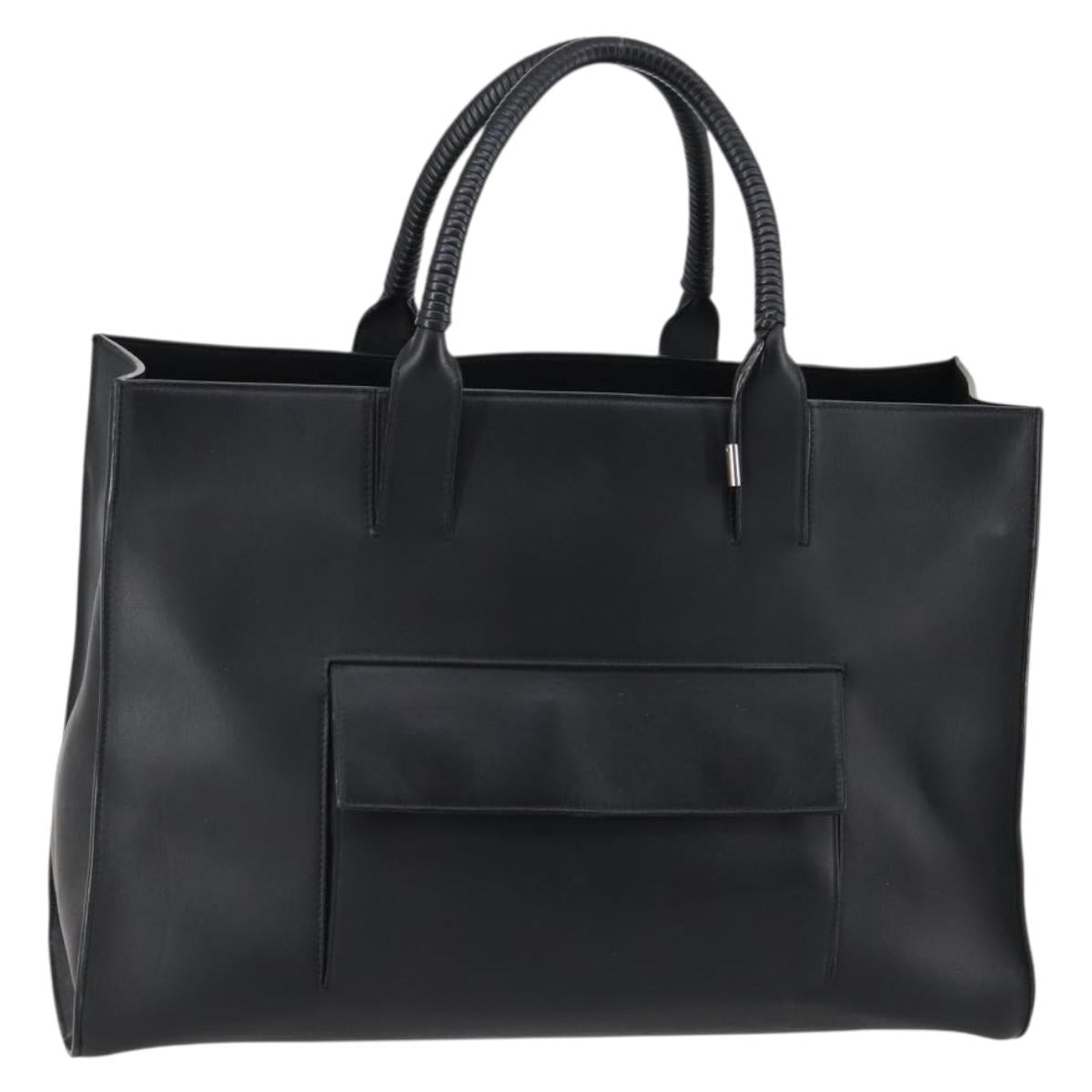 BALENCIAGA Tote Bag Leather Black Auth bs29442