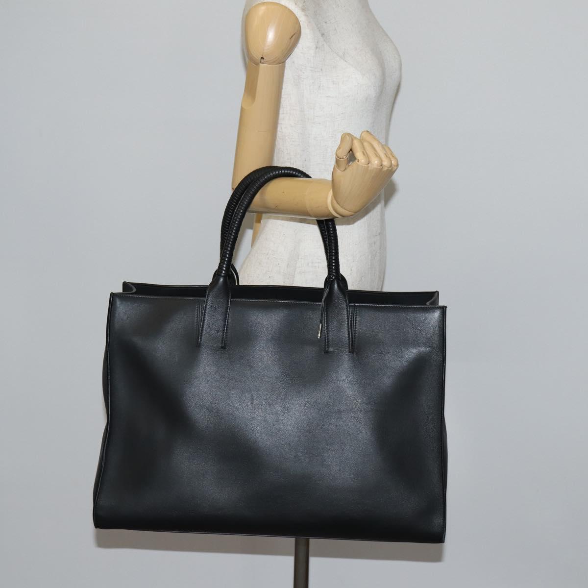 BALENCIAGA Tote Bag Leather Black Auth bs29442